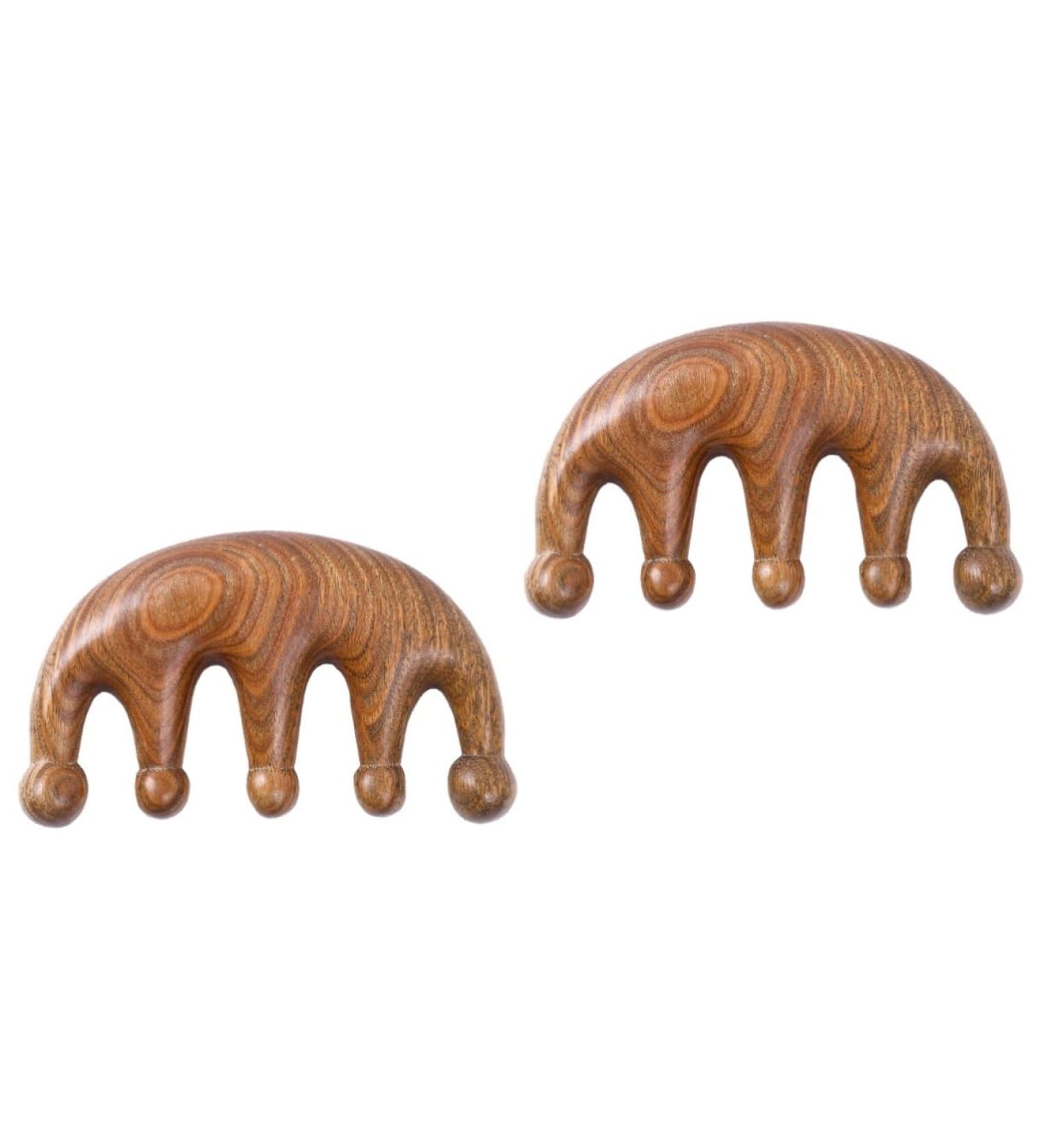 Minkissy 2-Piece Scalp Ridge Wooden Hair Massager & Gua Sha Tool Set - Antistatic Bamboo Comb for Scalp Care & Relaxation - Buy Online on GoSupps.com