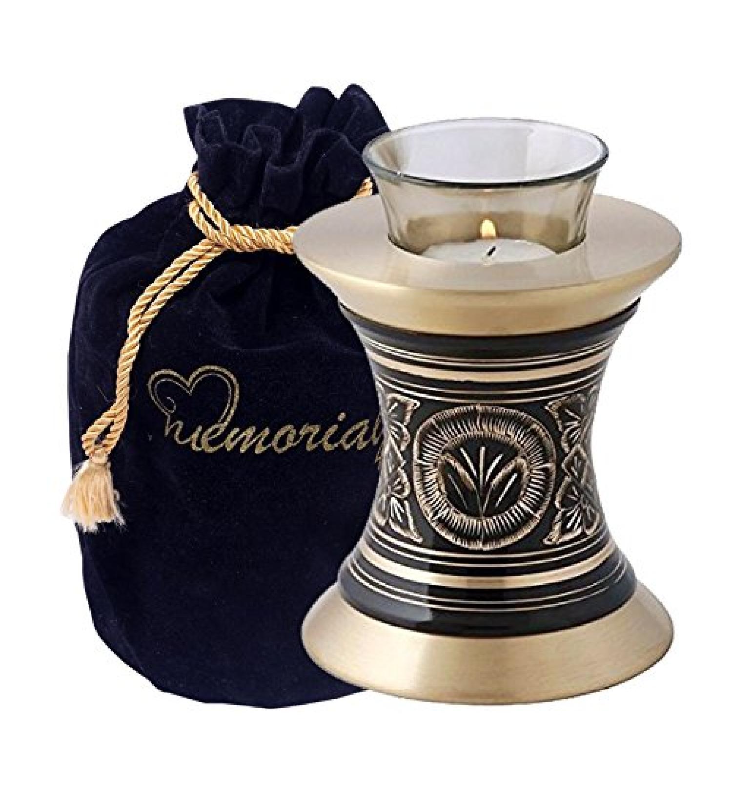 Majestic Golden Aura Tealight Urn - Black & Gold Candle Urn for Ashes | Memorials4u - Buy Online on GoSupps.com