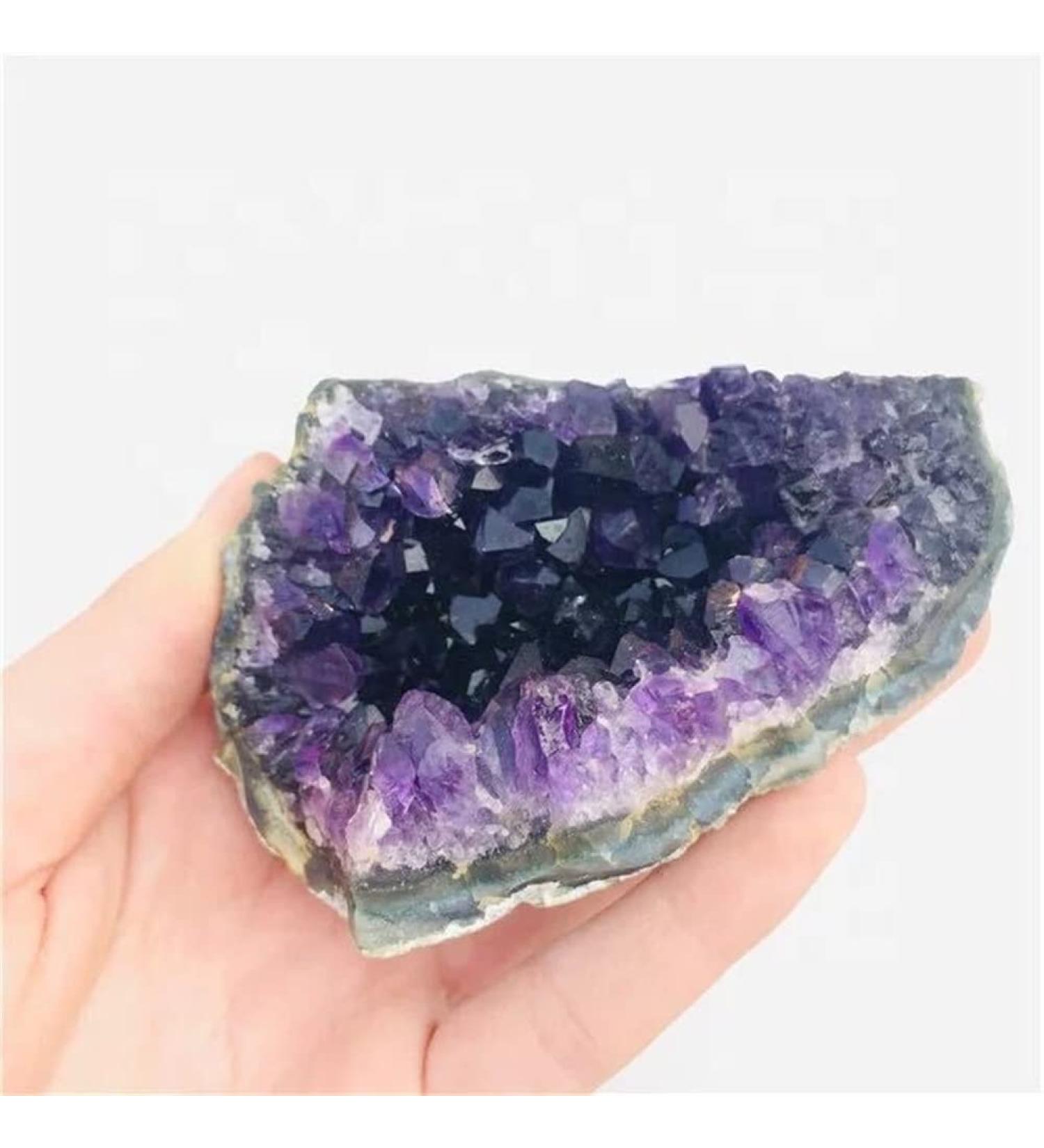 1pc 40g-55g Purple Feng Shui Natural Amethyst Crystal Quartz Drusy Geode Cluster Stone Decoration Ornament Feng Shui Decoration Raw Stones and Minerals Full of Texture - Buy Online on GoSupps.com