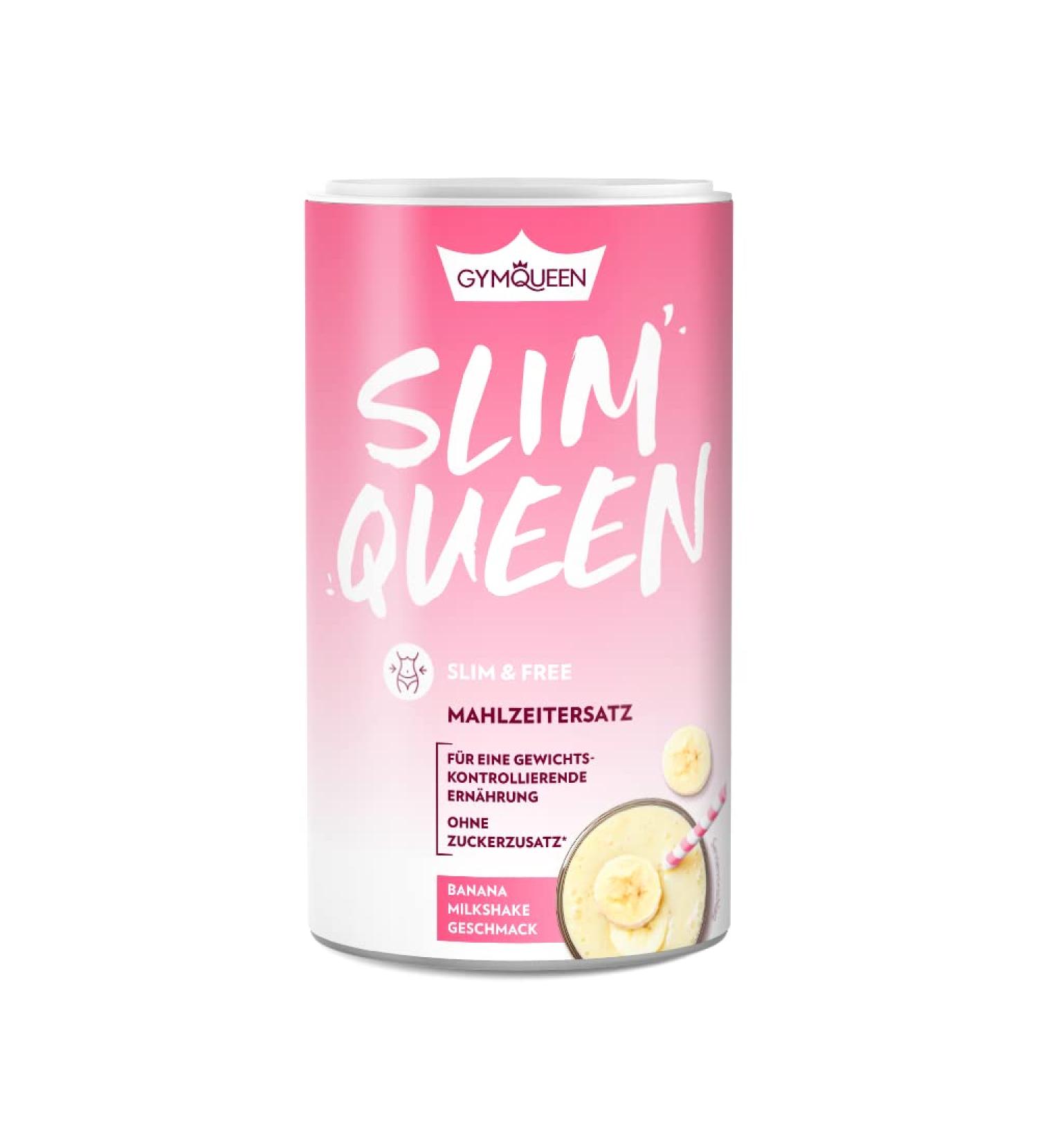 Gymqueen Slim Queen Banana Milkshake 420g | Delicious Diet Shake with Vitamins & Nutrients | Only 250 Kcal per Serving No Sugar Additives - Ideal Meal Set - Buy Online on GoSupps.com