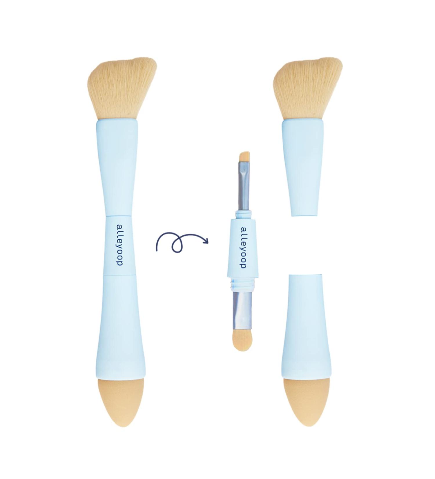 Alleyoop Multi-Tasker 4-in-1 Travel Makeup Brush - All-in-One Sponge & Brush for Foundation, Concealer, Blush, Eyeshadow, Eyebrow, Liner - Vegan & Travel-Friendly - Buy Online on GoSupps.com