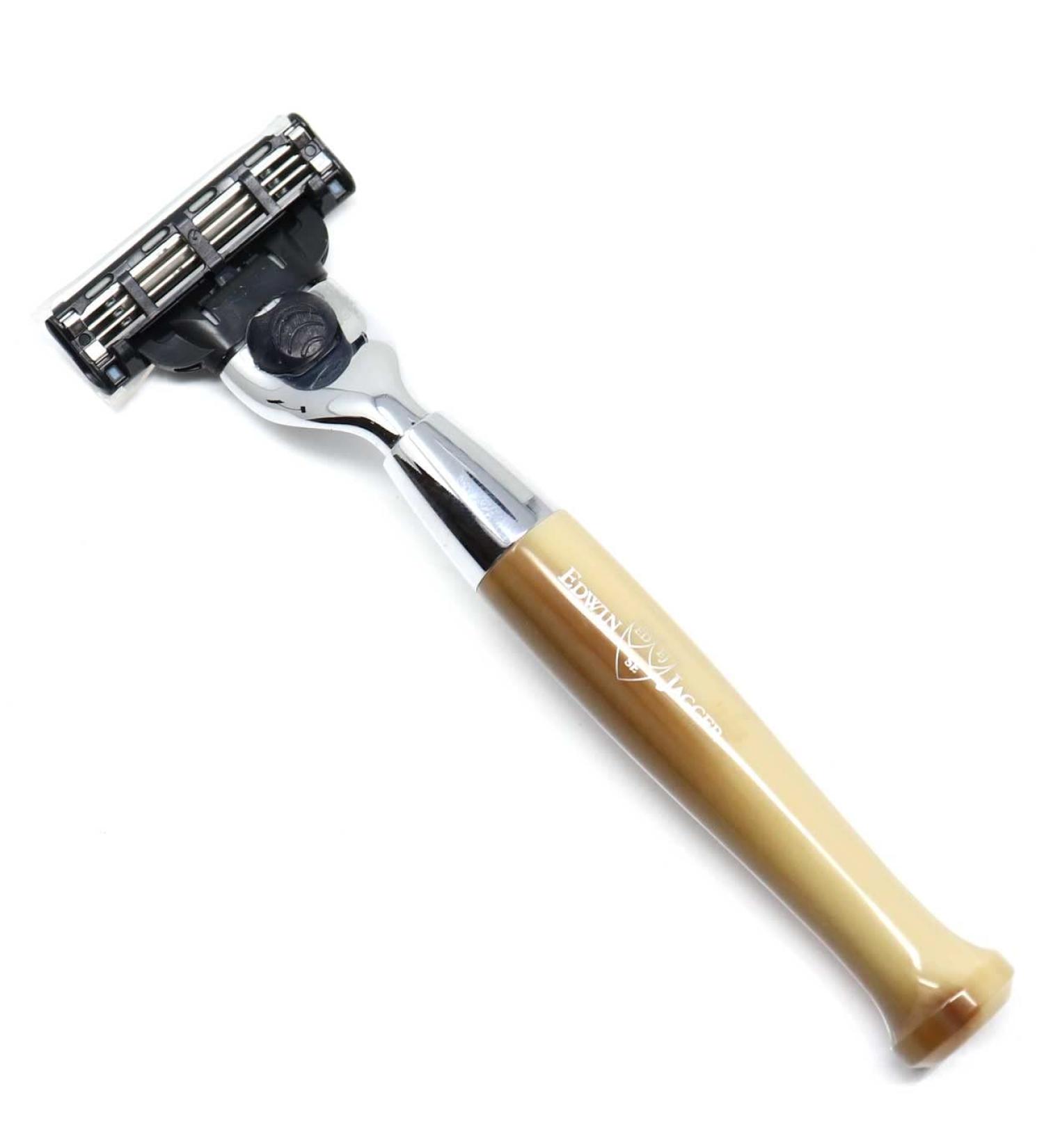 Buy Edwin Jagger Diffusion Chrome Plated Handle for Gillette Mach3 Razor - Tan | International Shipping Available - Buy Online on GoSupps.com