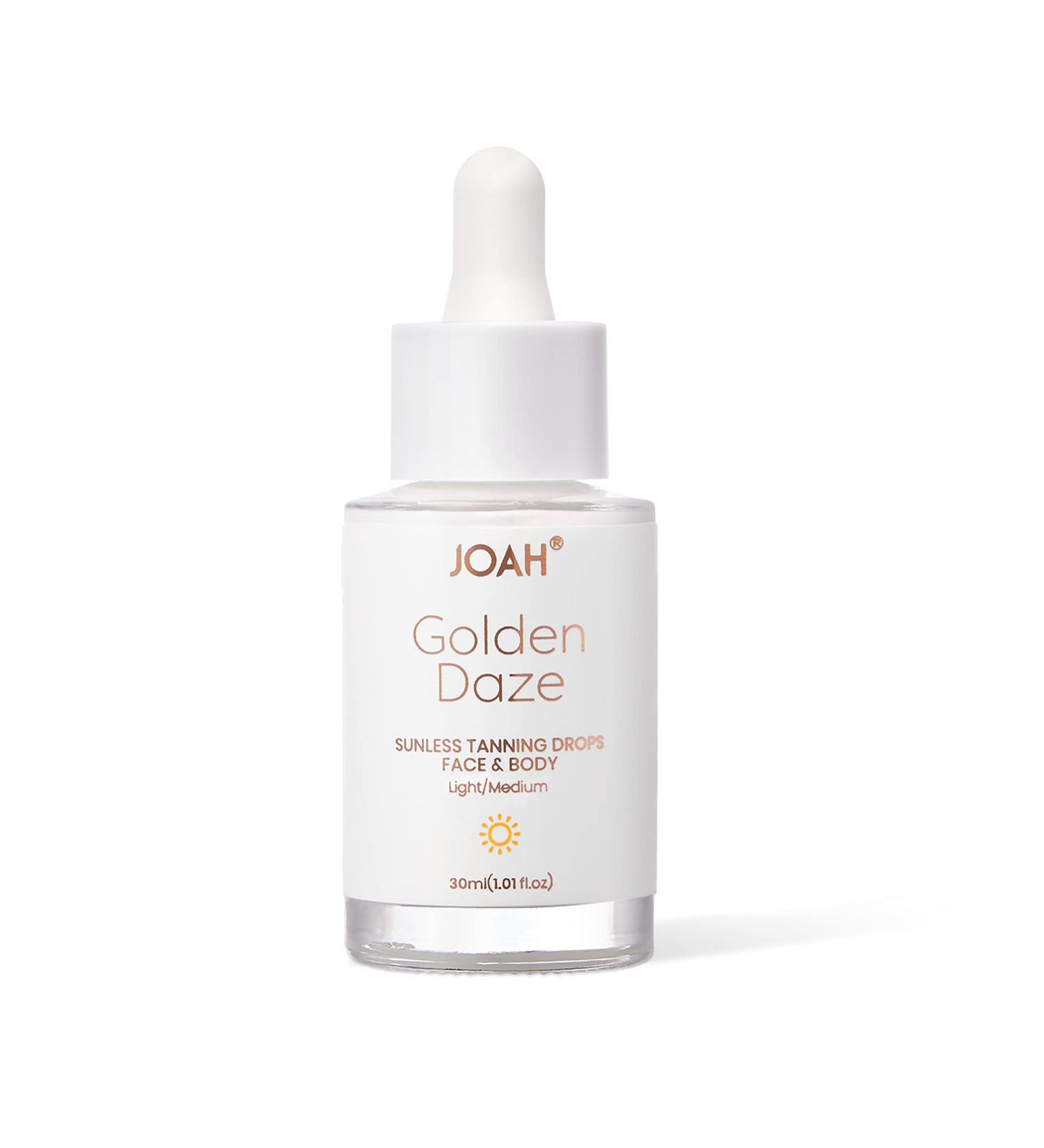 JOAH Self Tanner Sun & Seoul Golden Daze Sunless Tanning Drops Moisturizing Self Tanning for Face & Body Vegan & Cruelty-Free Light/Medium 30ml (1.01 Fl. oz.) Light Medium - Buy Online on GoSupps.com