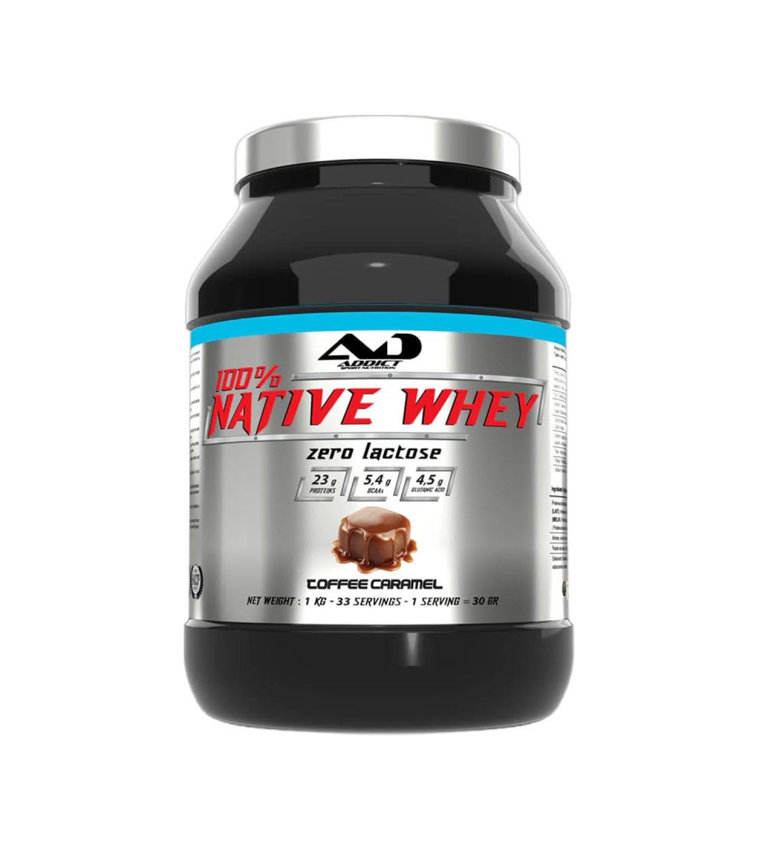 Addict Sport Nutrition | 100% Whey Native (1kg) | Whey native | Prot ine 100% native et non d natur e - Toffee Caramel