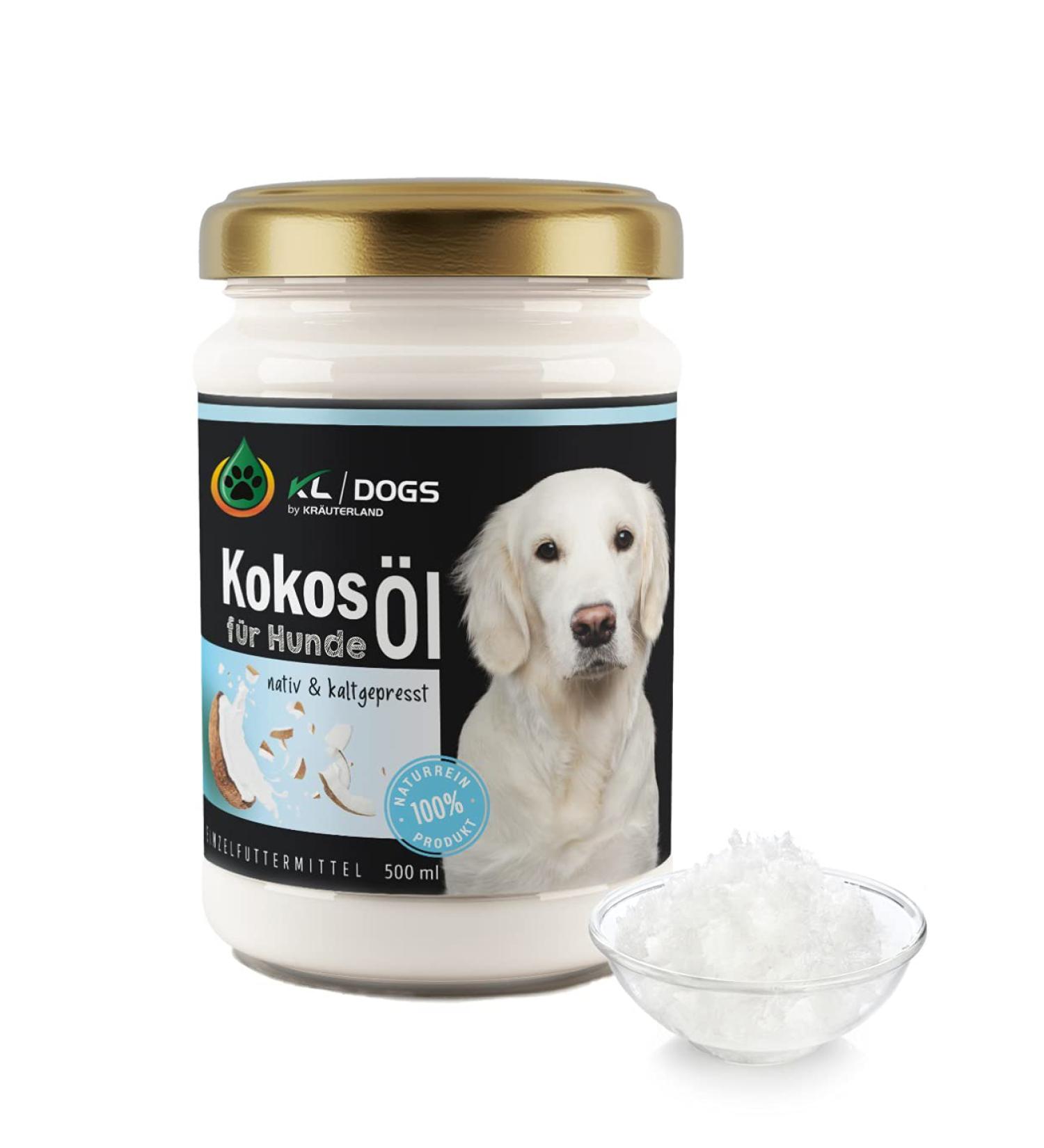 Kr uterland Coconut Oil for Dogs 500ml - Pure Cold-Pressed Unrefined Coconut Fat - Premium Quality Pet Oil - Buy Online on GoSupps.com