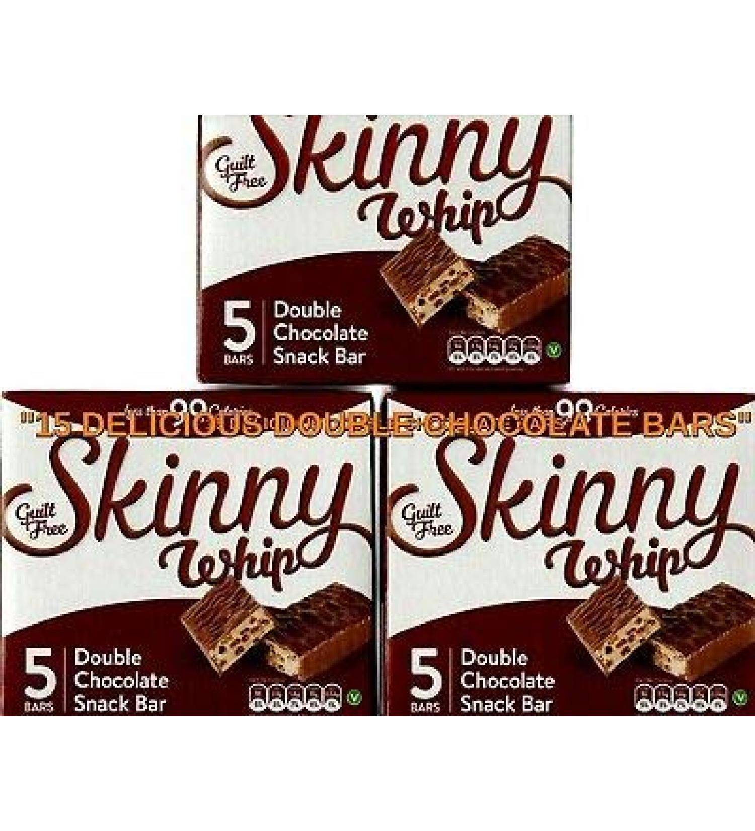 3X Skinny whip Double Chocolate Snack Bars. 5 Bars per Box