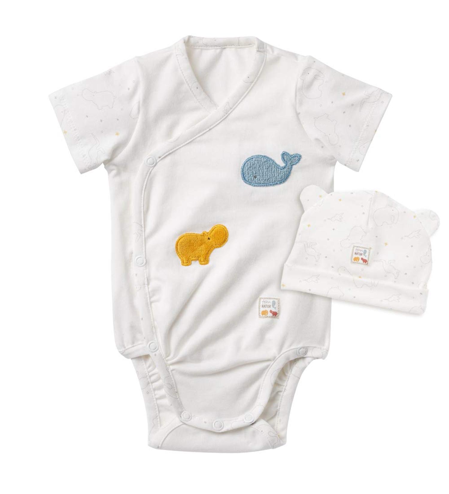 Fehn 056532 Organic Cotton Newborn Body & Beanie Set (50/56) - Perfect Unisex Gift for Birth | International Shipping - Buy Online on GoSupps.com