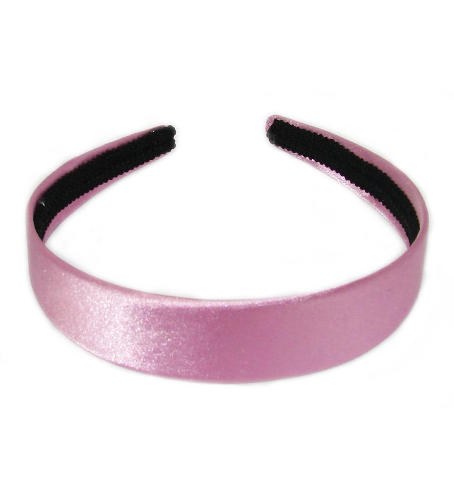 2.5cm (1") Pink Satin Covered Plastic Alice Band Hair Band Headband No Teeth for Women Girls by Glitz4Girlz