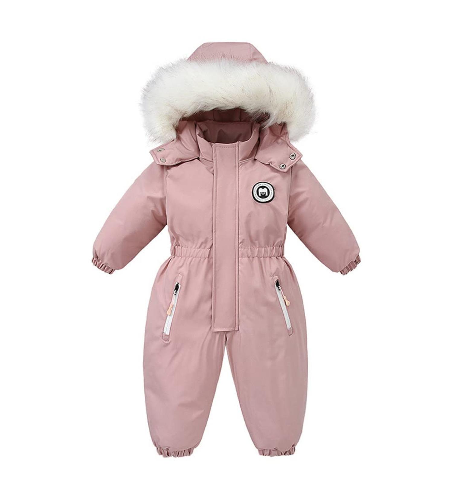 Baby Girls' Waterproof Snowsuit | Kids Ski Jacket & Fleece Coat | Pink 18-24 Months - Buy Online on GoSupps.com