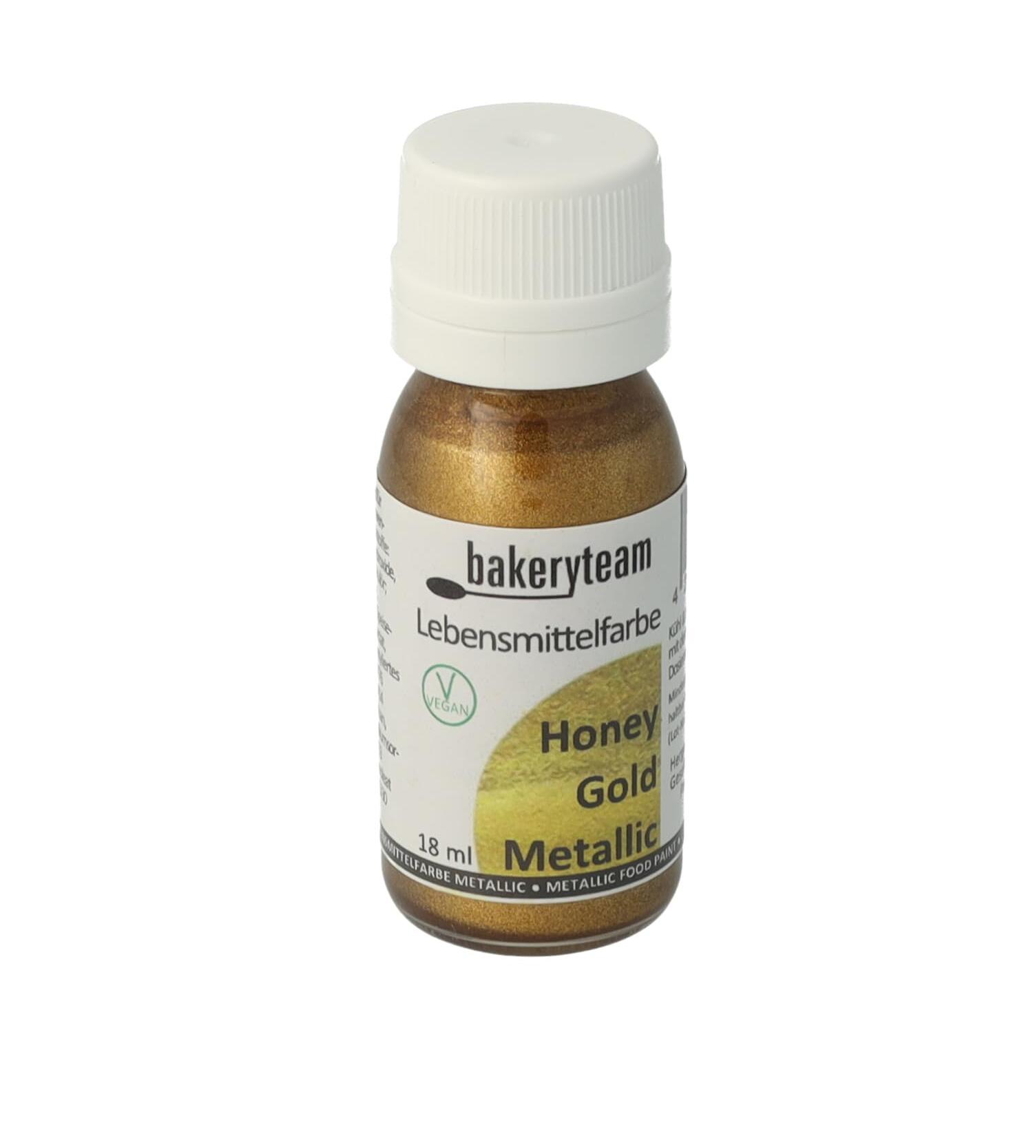BakeryTeam Vegan Metallic Food Coloring | Honey Gold 18ml - Elegant Shine for Baking - Buy Online on GoSupps.com