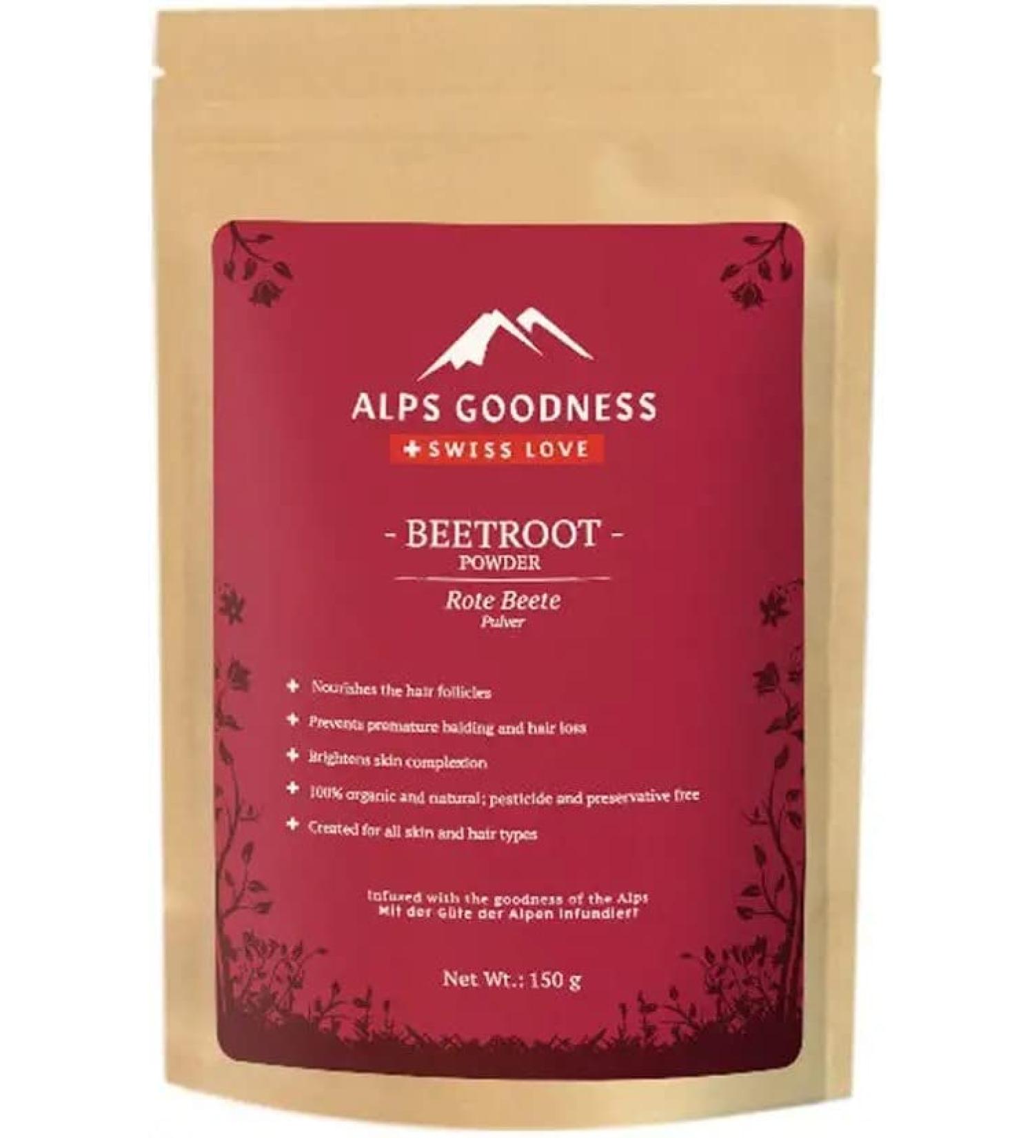Seasol Alps Goodness Beetroot Powder (150g) for Skin & Hair - Brightens Skin, Nourishes Hair Follicles - 100% Pure & Natural - Buy Online on GoSupps.com