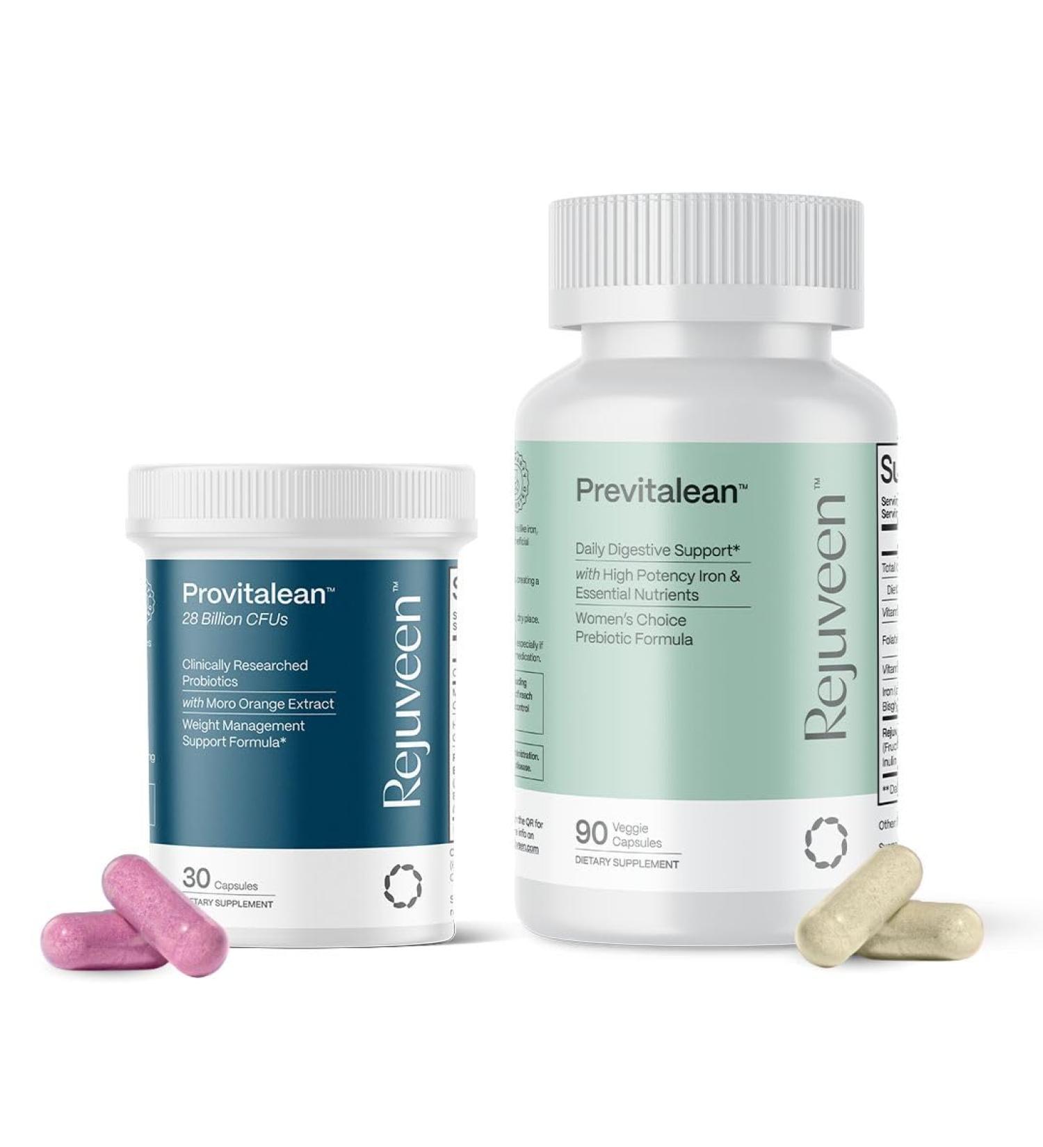 Rejuveen GLP-1 Support Duo | Metabolism Support Cravings Dampener + Prebiotics | GLP-1 Booster to Feel Firmer & Toned | Provitalean 30Ct & Previtalean 90Ct - Buy Online on GoSupps.com