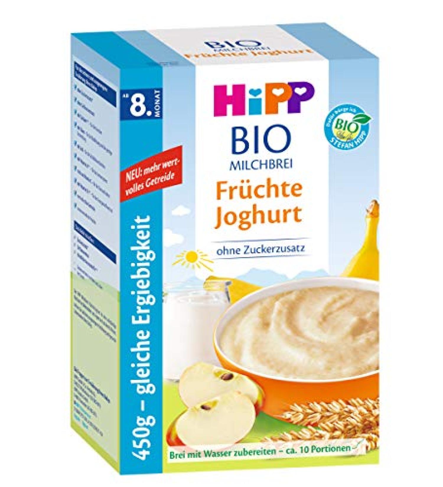 Hipp Organic Milk Porridge Fruit Yoghurt - Pack of 2 (2 x 450g) | Healthy Baby Food | International Shipping - Buy Online on GoSupps.com