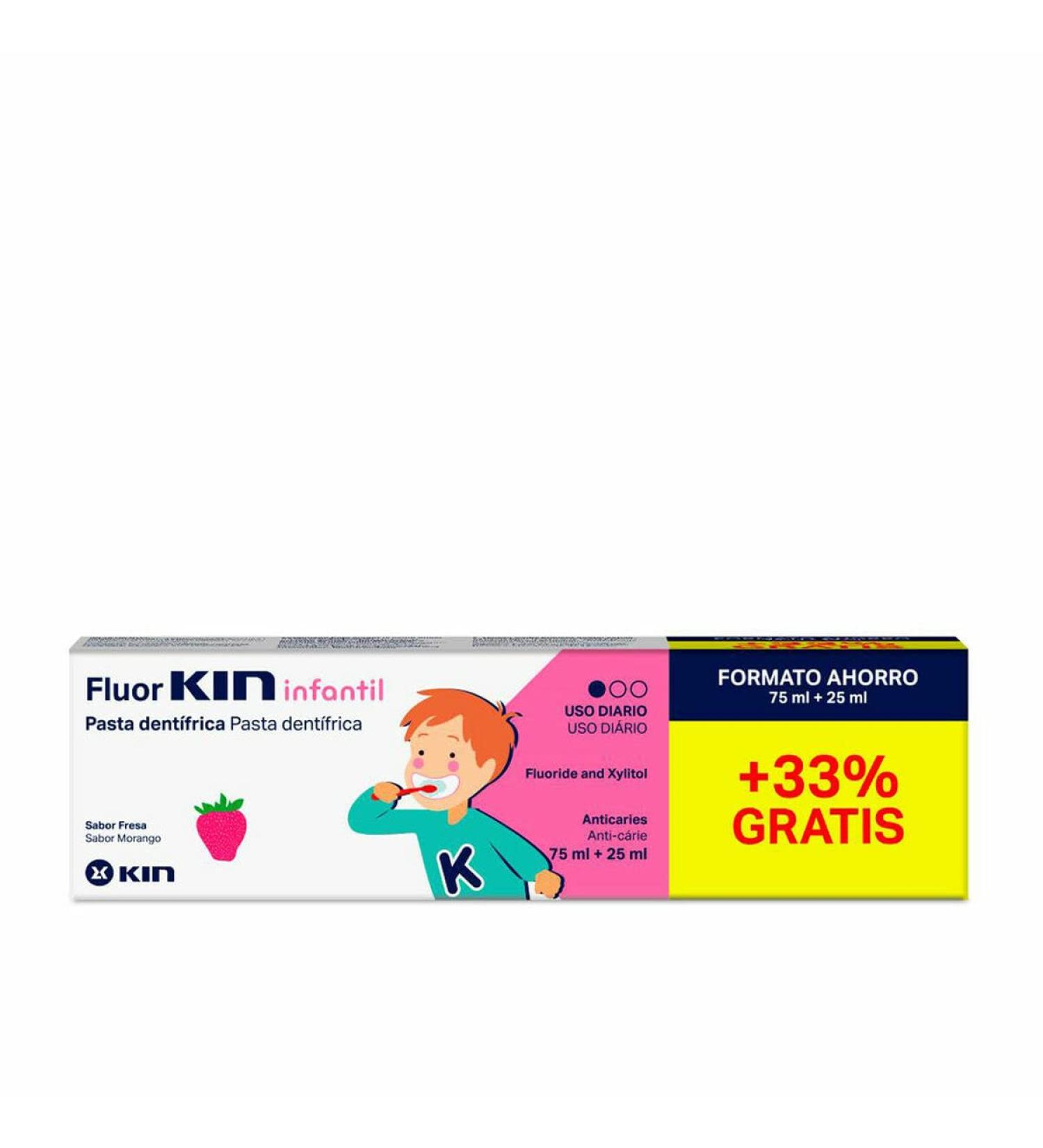 FLUORKIN INFANTIL dental paste #fresa 75 + 25 ml