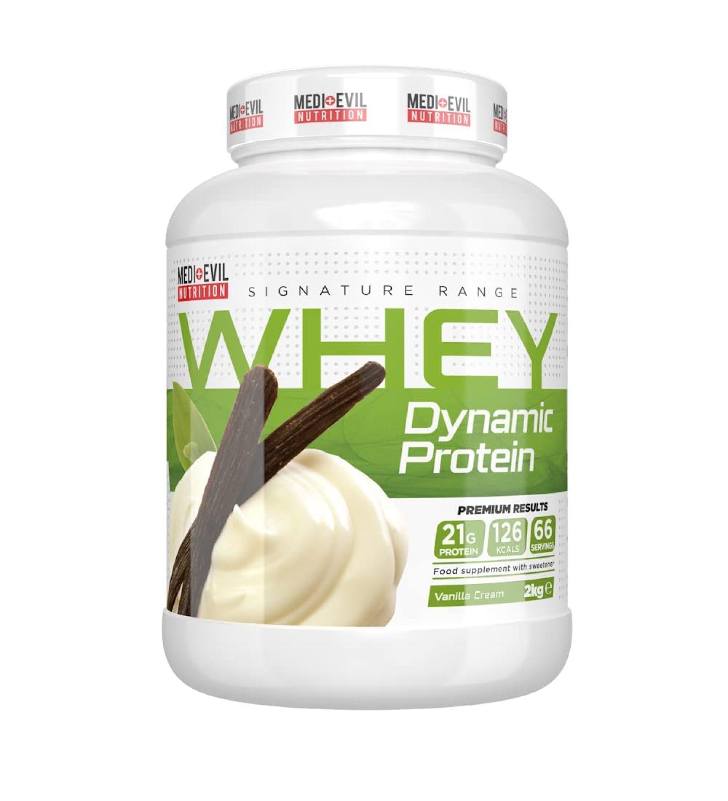 Medi-Evil Nutrition Whey Dynamic Protein Vanilla Cream Flavour 2kg 66 Servings Whey Protein Powder for Muscle Growth Vegetarian Vanilla 66 Servings (Pack of 1) - Buy Online on GoSupps.com