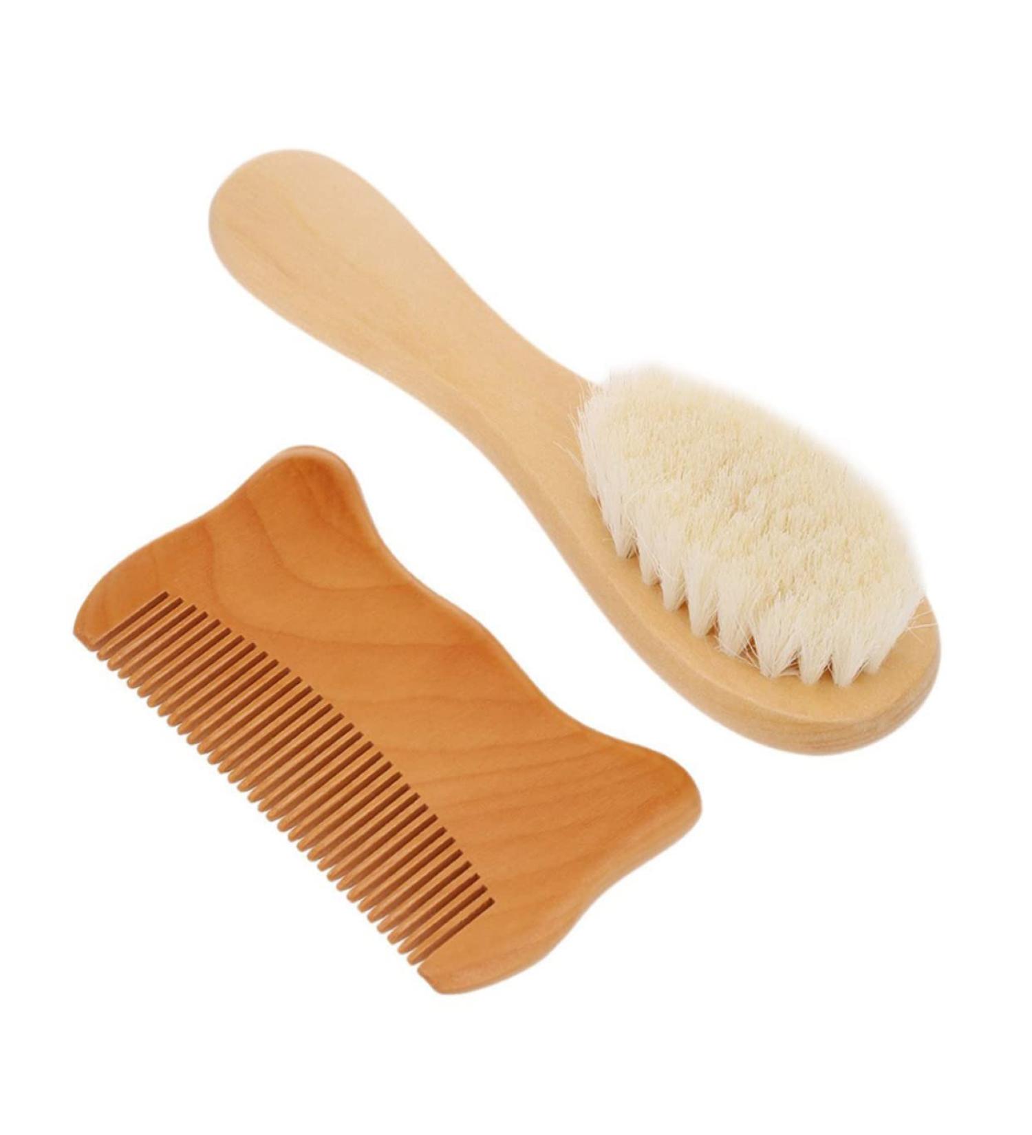 GLEAVI 2-Piece Bamboo Baby Bath Brush Set with Wooden Paddle Brush and Comb - Gentle Haircare for Toddlers and Babies - Buy Online on GoSupps.com