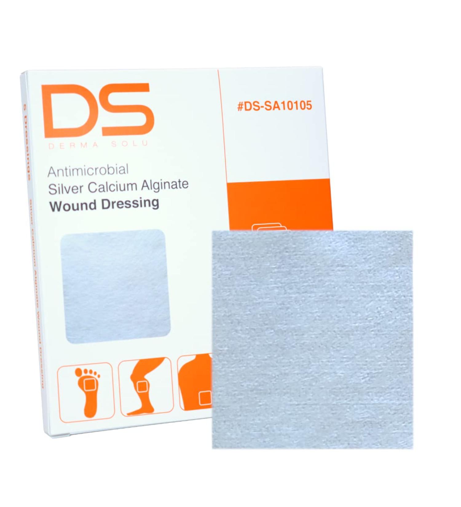 DERMA SOLU Silver Calcium Alginate Wound Dressing with Silver Sterile - 5 Dressings, 4 x 4 - Buy Online on GoSupps.com