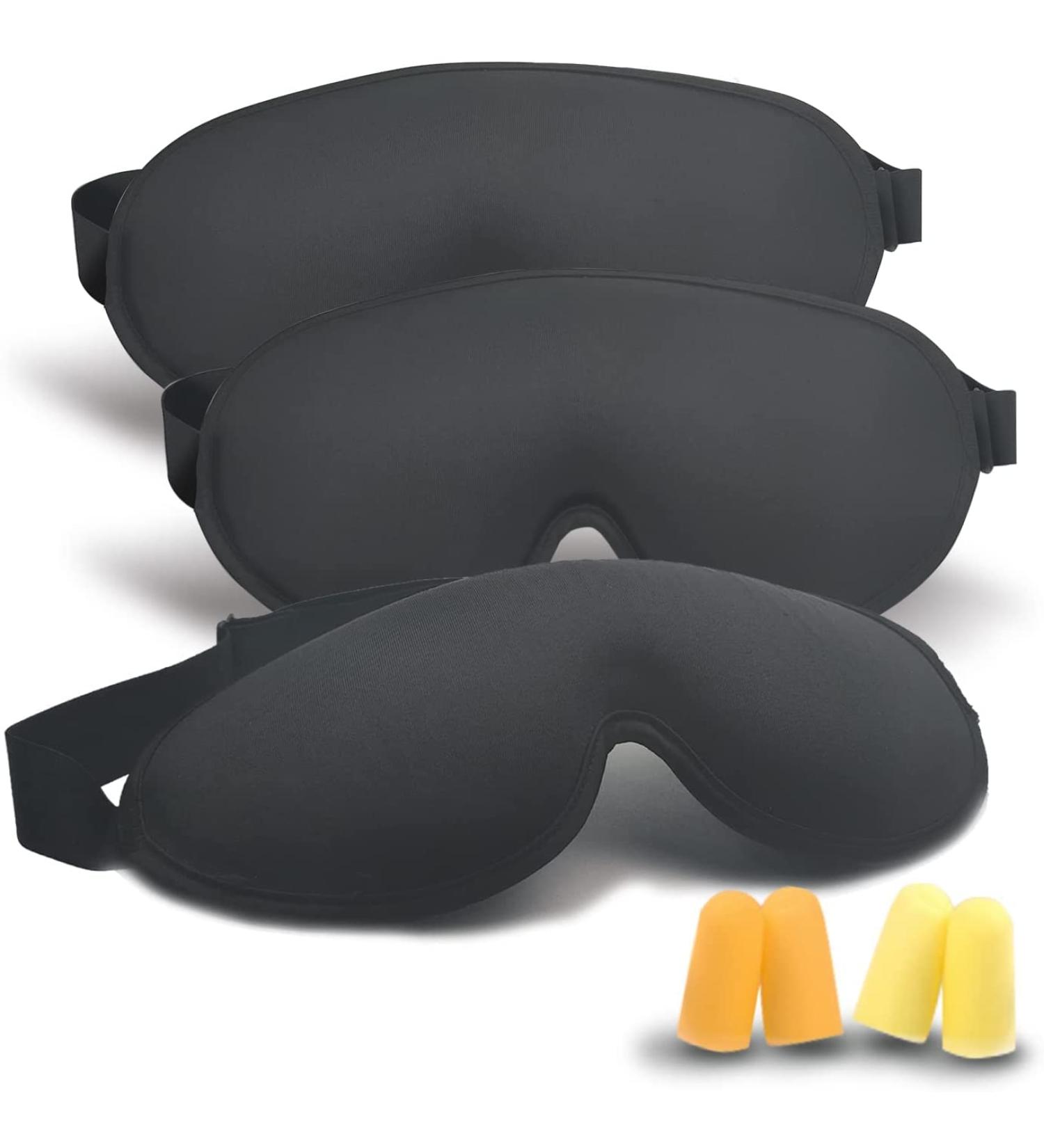 3 Pack Blackout Sleep Masks with Earplugs for Travel/Napping | Men & Women - Buy Online on GoSupps.com