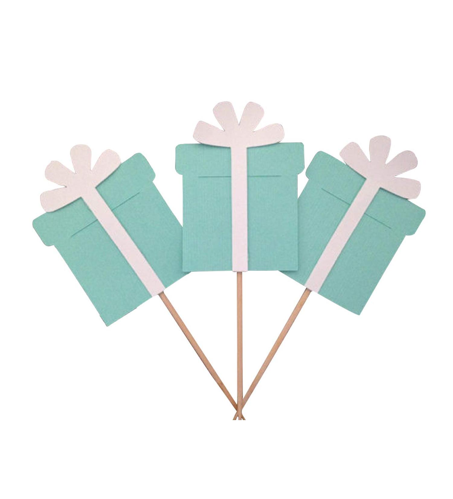 Various Fun Designs of Footballs/Gymnast/Hot Air Balloons/Christmas Cupcake Toppers/Baby Shower Toppers for Birthday/Bridal Shower/Weddings/Christmas Events/Party sets of 12 (Classy Blue Box)