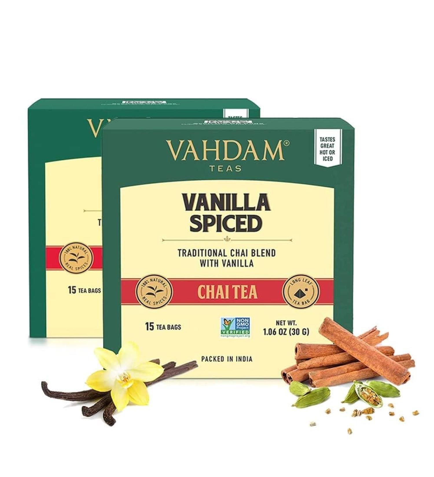 Vahdam Vanilla Masala Chai - 30 Tea Bags | Delicious Spiced Chai Tea for Chai Latte | International Shipping Available - Buy Online on GoSupps.com