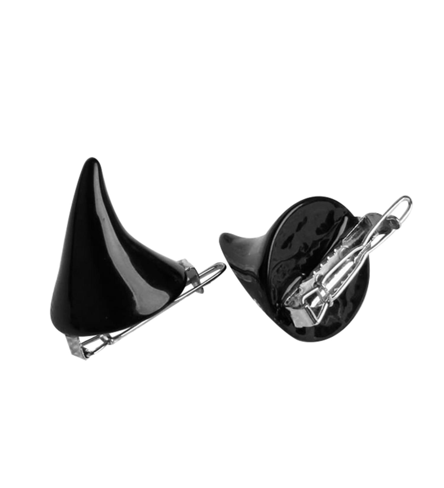 Stereo Devil Horn Ear Clip Chic Halloween Cosplay Hair Clip Hairpin (Black-1 Pair-2 Pieces)