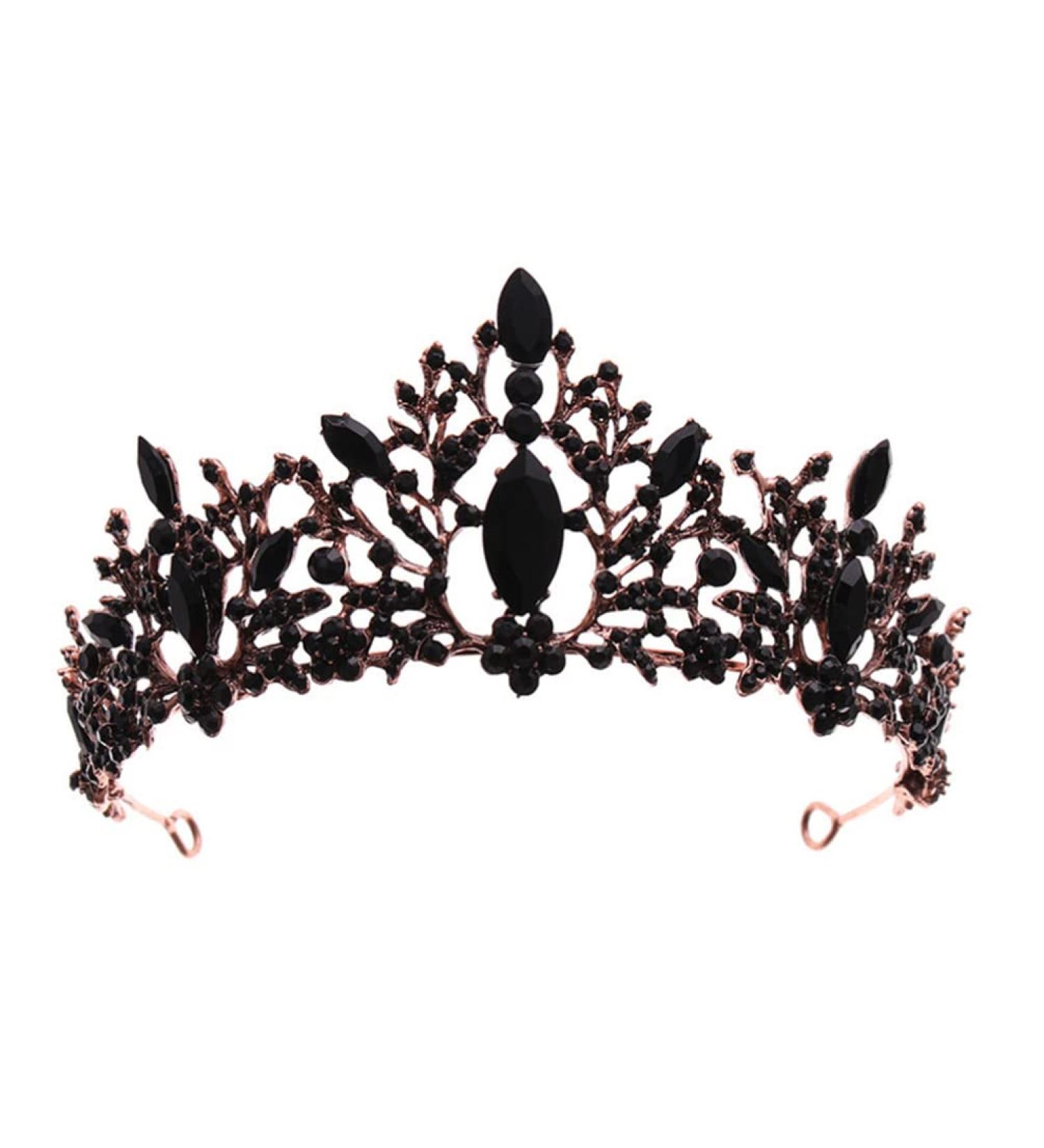 Minkissy Black Queen Crown | Baroque Vintage Wedding Tiara for Quincea era & Birthday Celebrations - Buy Online on GoSupps.com