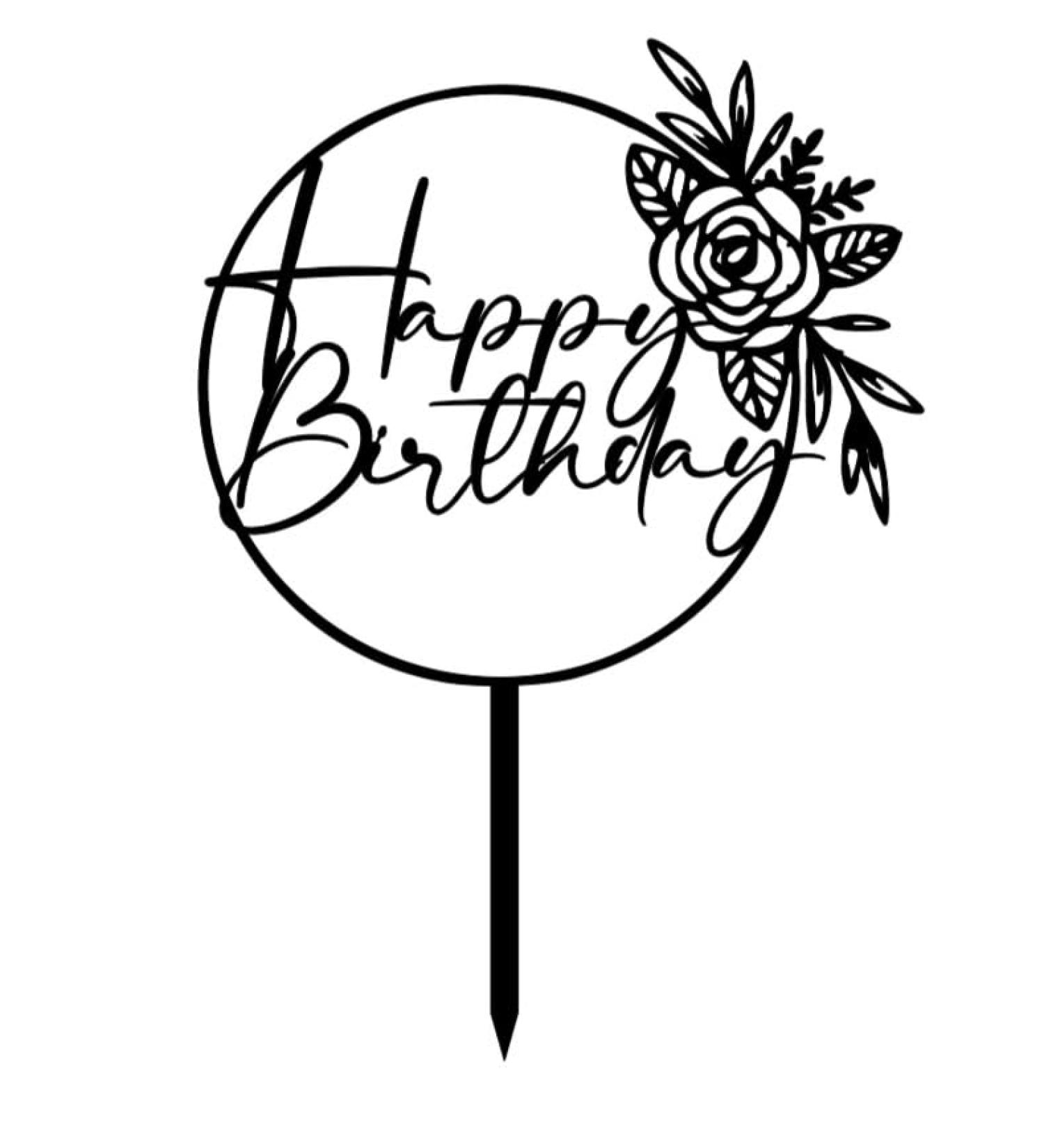 Elegant Happy Birthday Cake Topper Acrylic Cake Topper (MIRROR GOLD) - Buy Online on GoSupps.com