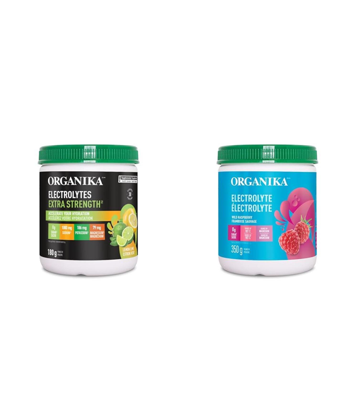 Organika Electrolytes Extra-Strength Powder- Lemon Lime- High in Sodium for Sport Recovery & Electrolyte Drink Mix - Raspberry flavour- Zero Sugar Hydration- 350 gram - 100 Servings - Buy Online on GoSupps.com