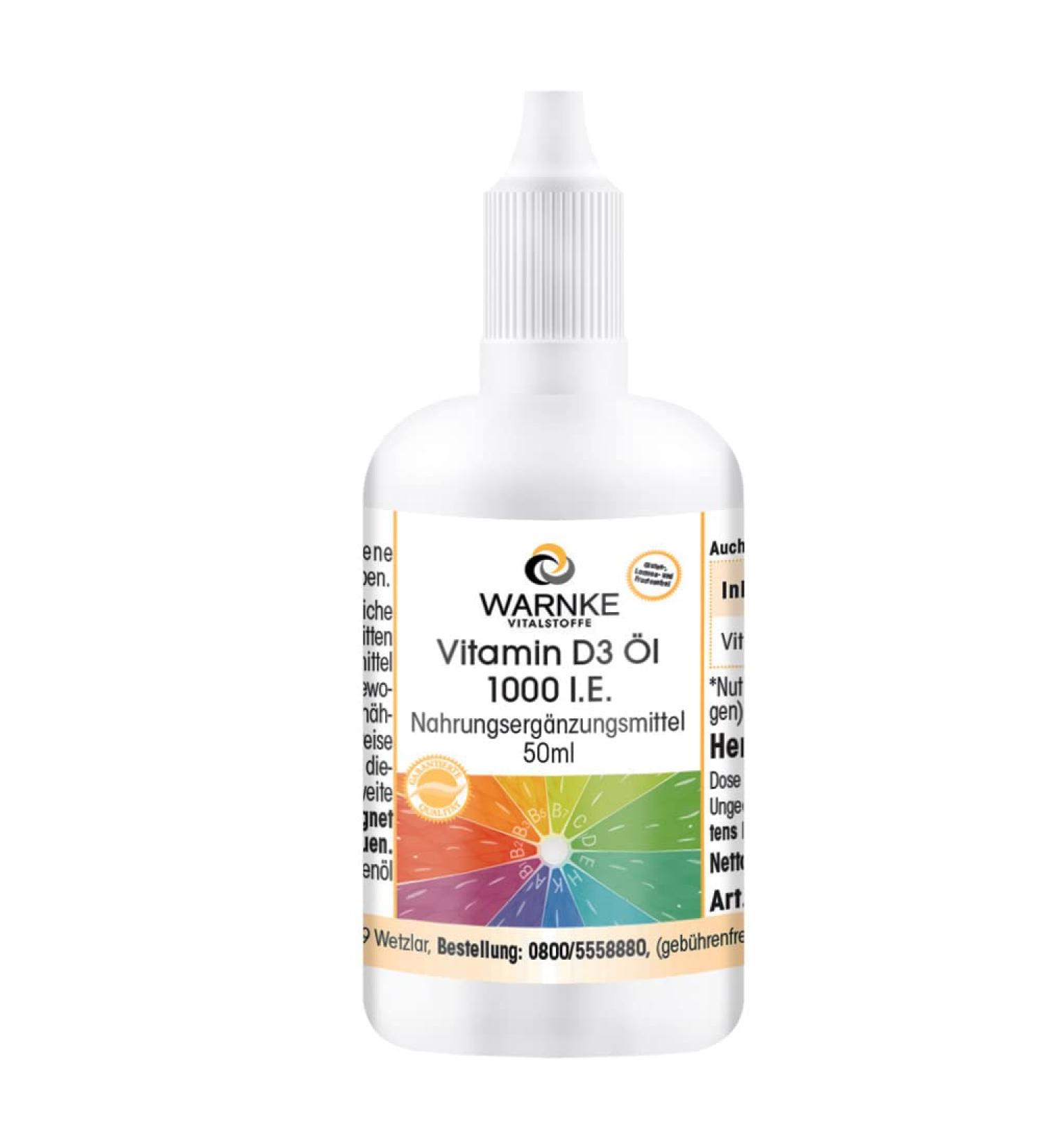 Vitamin D3 drops 50 ml - 1000 I.U. (25 g) per drop cholecalciferol | Warnke Vitalstoffe - Quality from German pharmacies - Buy Online on GoSupps.com