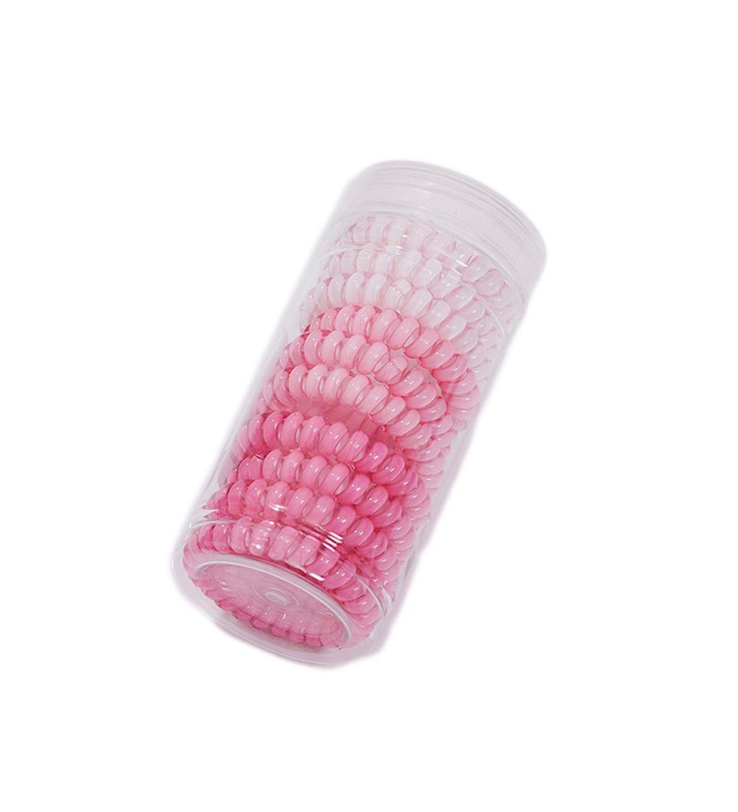 Canjoyn 10 Pcs Pink Rubber Spiral Hair Ties - No Crease Coil Hair Bands for Women with Thick Hair - Buy Online on GoSupps.com
