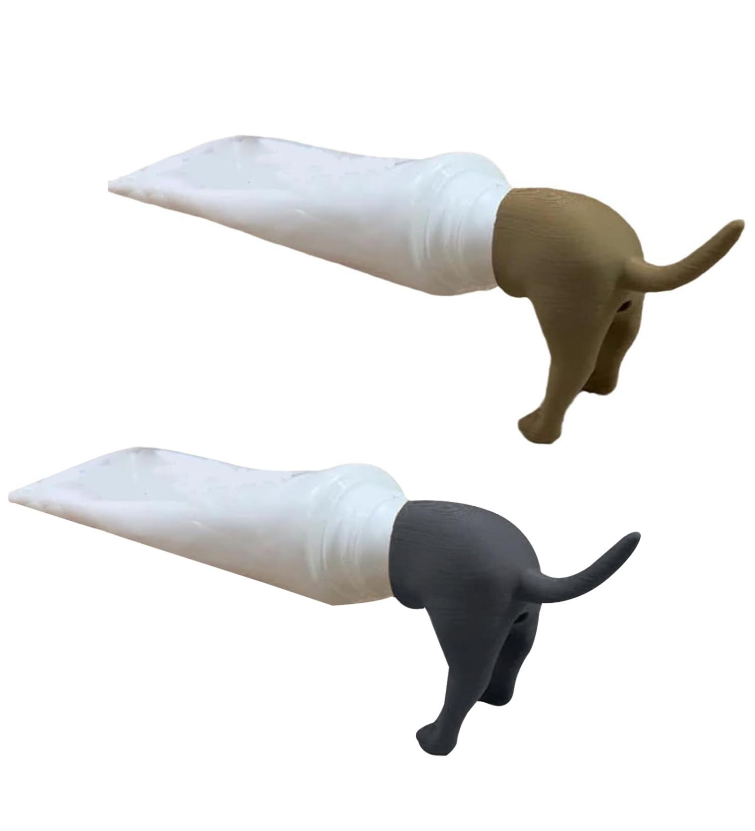 Funny Toothpaste Topper Set - 2 PCs Dog Butt Themed Self-Closing Caps for Easy Toothpaste Dispensing - Buy Online on GoSupps.com