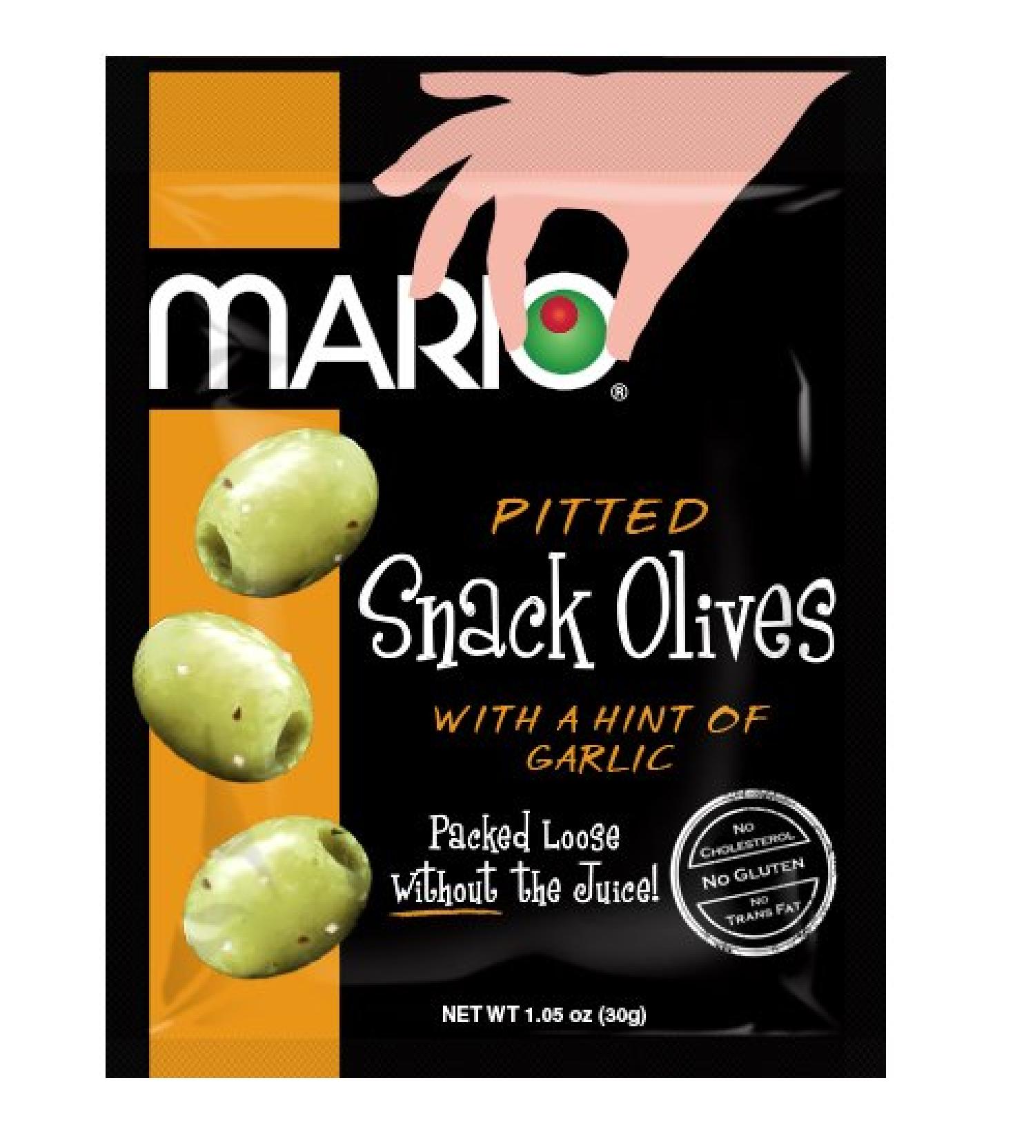 Mario Camacho Foods Pitted Snack Olives - Seasoned Green Garlic 1.05oz (Pack of 12) - Buy Online on GoSupps.com