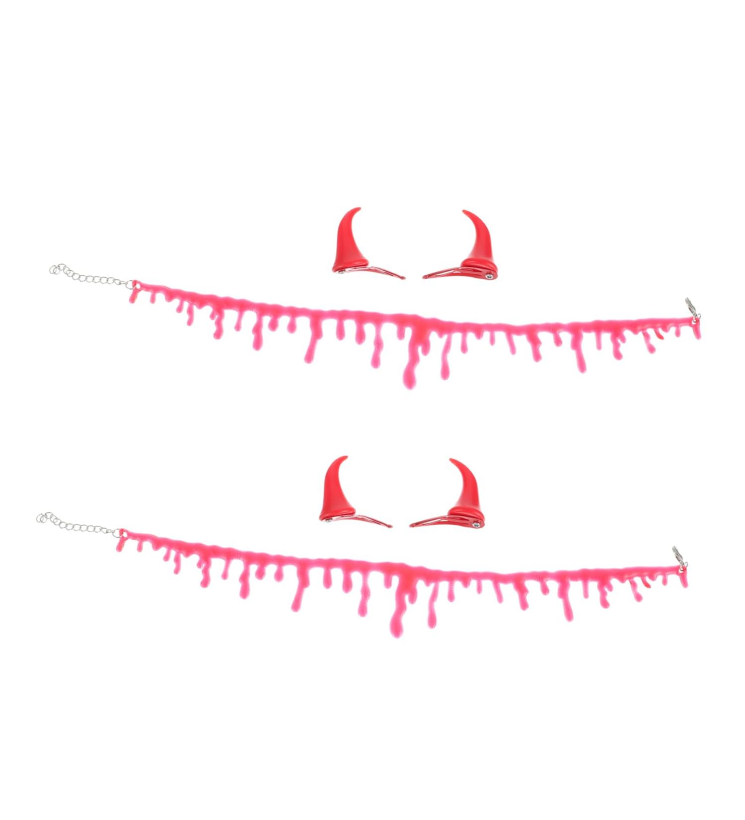 ABOOFAN 2 Sets Hairpin Blood Necklace Childrens Demon Costume Ox Horn Hair Clip Devil Horns Hair Clip Devil Costume Accessory Hair Clips Ornament Kits Halloween Hair Supplies Plastic - Buy Online on GoSupps.com