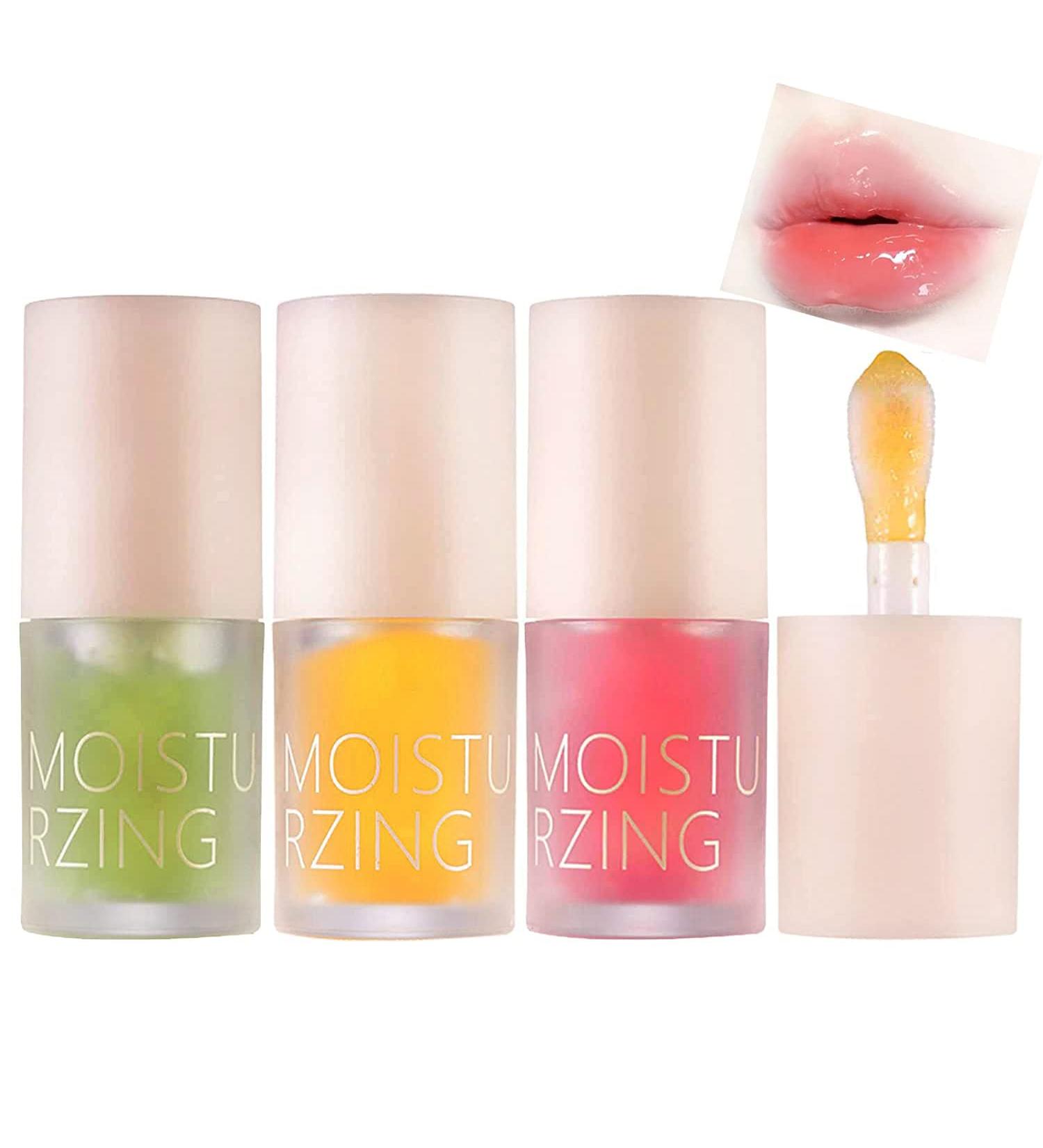 3PCS Plumping Lip Oil Set - Hydrating Lip Glow with Big Brush Head, Non-sticky Formula for Lip Care and Dry Lips - Buy Online on GoSupps.com