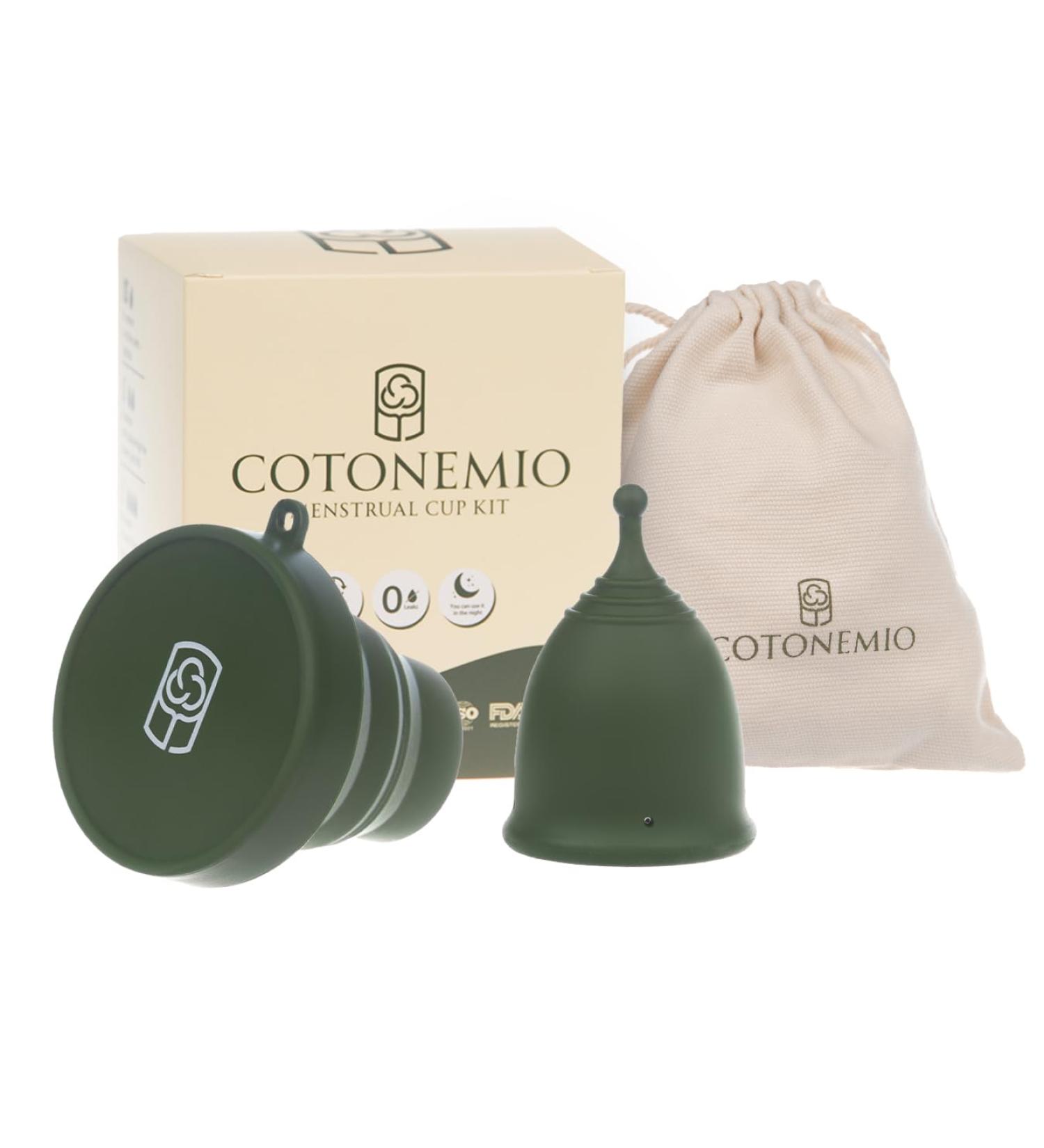 Cotonemio Menstrual Cup Set (3-Pack) | 100% Medical Silicone BPA-Free Plastic-Free | Includes Sterilizer & Cotton Bag | Sustainable & Up to 12 Hours - Buy Online on GoSupps.com