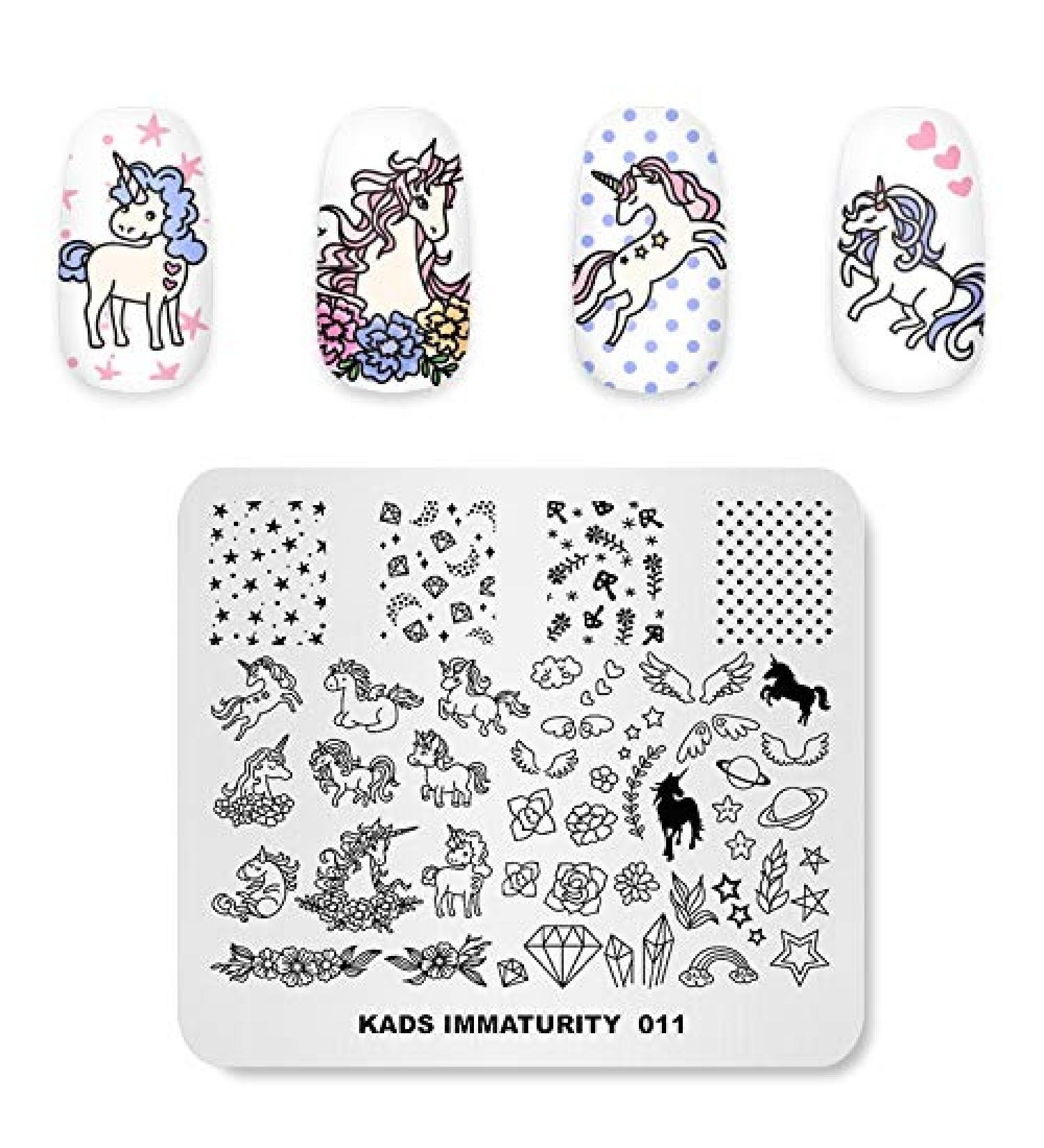Alexnailart Dream Unicorn Crystal Flower Nail Stamping Plate - Multi-Pattern Template for Nail Art with Stamper & Scraper - IM011 - Buy Online on GoSupps.com
