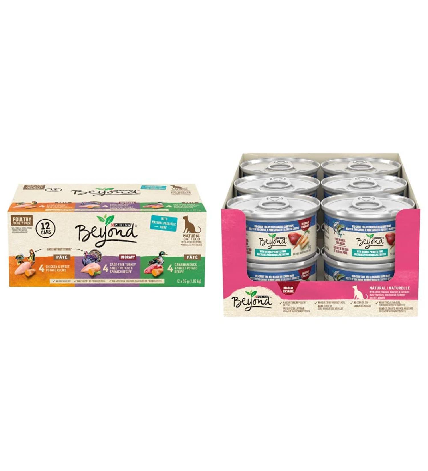 Beyond Grain Free Natural Wet Cat Food Variety Pack + Beyond Tuna Mackerel & Carrot Recipe (24 Cans) Cat Food + Tuna Mackerel & Carrot Recipe - Buy Online on GoSupps.com