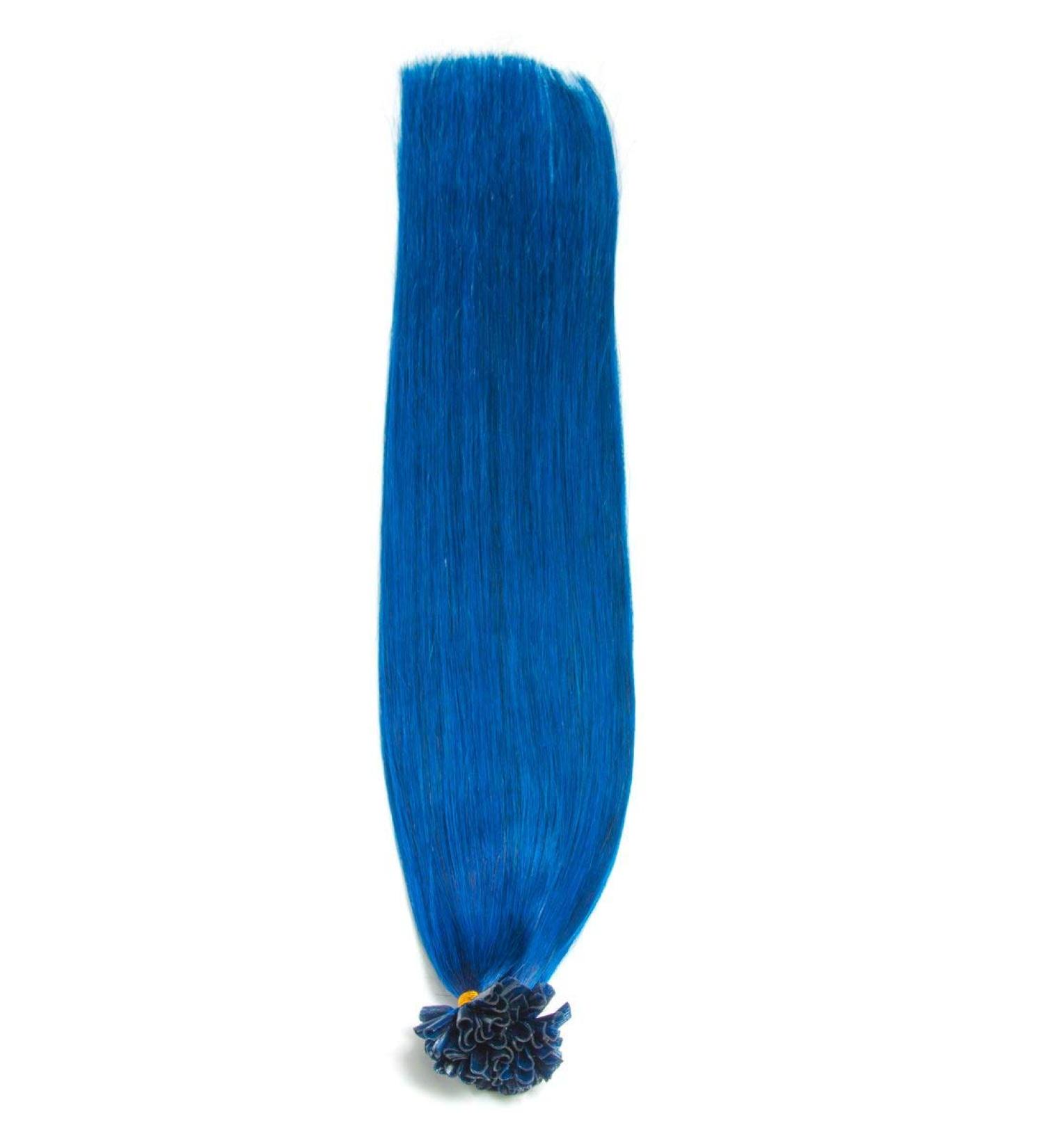 U-tip human hair extensions 45cm 25 x 0.5g No. blue 25 strands No. blue
