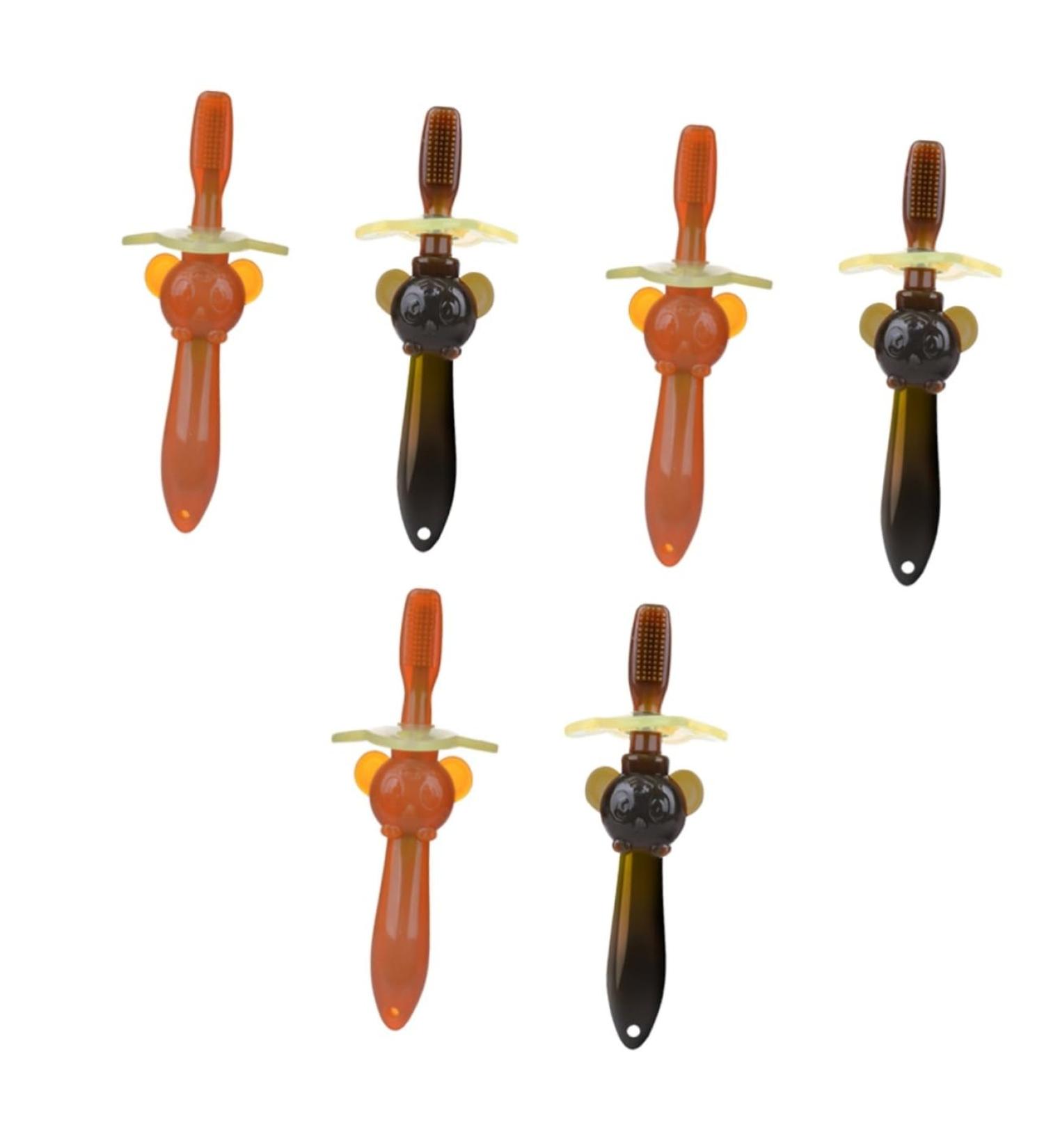 Minkissy Baby Toothbrush Set - 6 Soft Bristle Silicone Bite Rings - Gentle Oral Care for Infants - 3 Pack - Buy Online on GoSupps.com