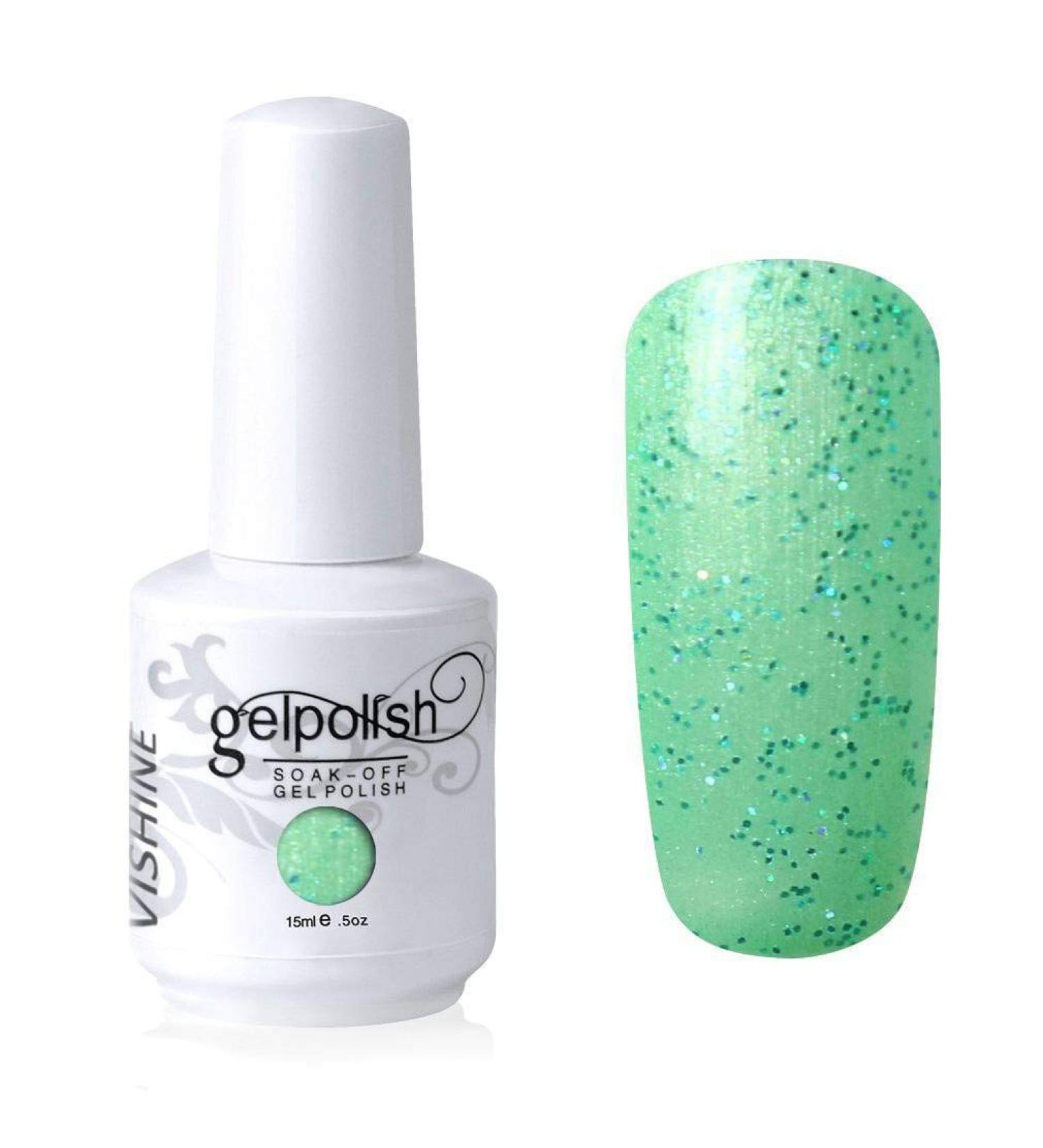 Vishine Nail Salon UV Manicure Polish Soak Off Gel Polish Nail Art Glitter Green(795) #795 - Buy Online on GoSupps.com