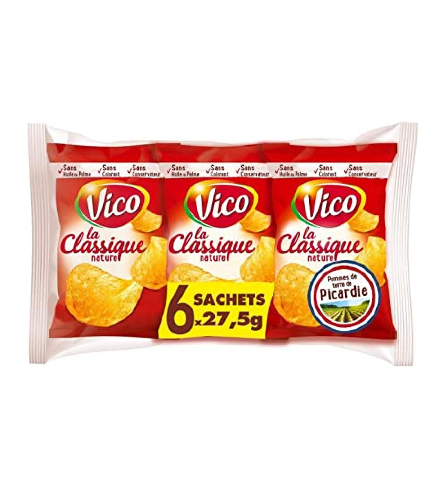 VICO Chips Nature Classique 150G croustillantes et savoureuses pour un ap ritif r ussi- Lot De 4