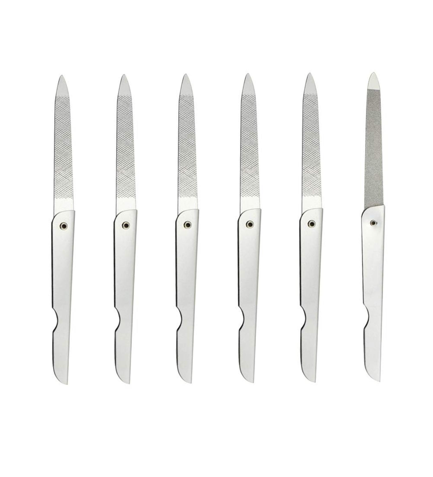 Lurrose 6pcs Foldable Stainless Steel Nail Files - Portable Double-sided Manicure Tools (Silver) - Buy Online on GoSupps.com
