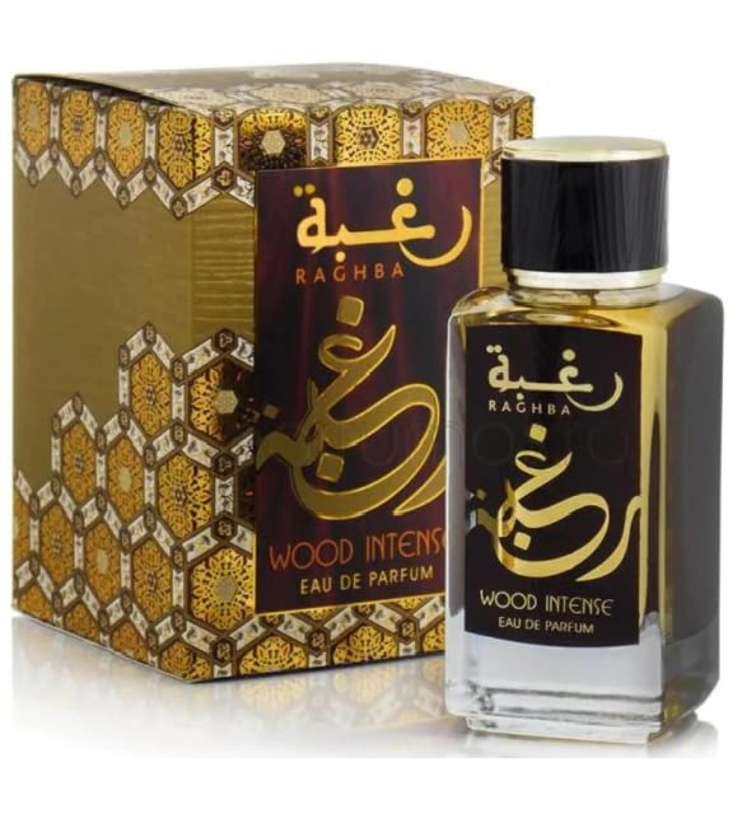 Raghba Wood Intense Eau De Parfum 100-ML 3.4 Floz Long Lasting Perfume Rich Luxury Premium Unisex Frangrance Spray Top Notes - Spicy Mossy Salty Musky