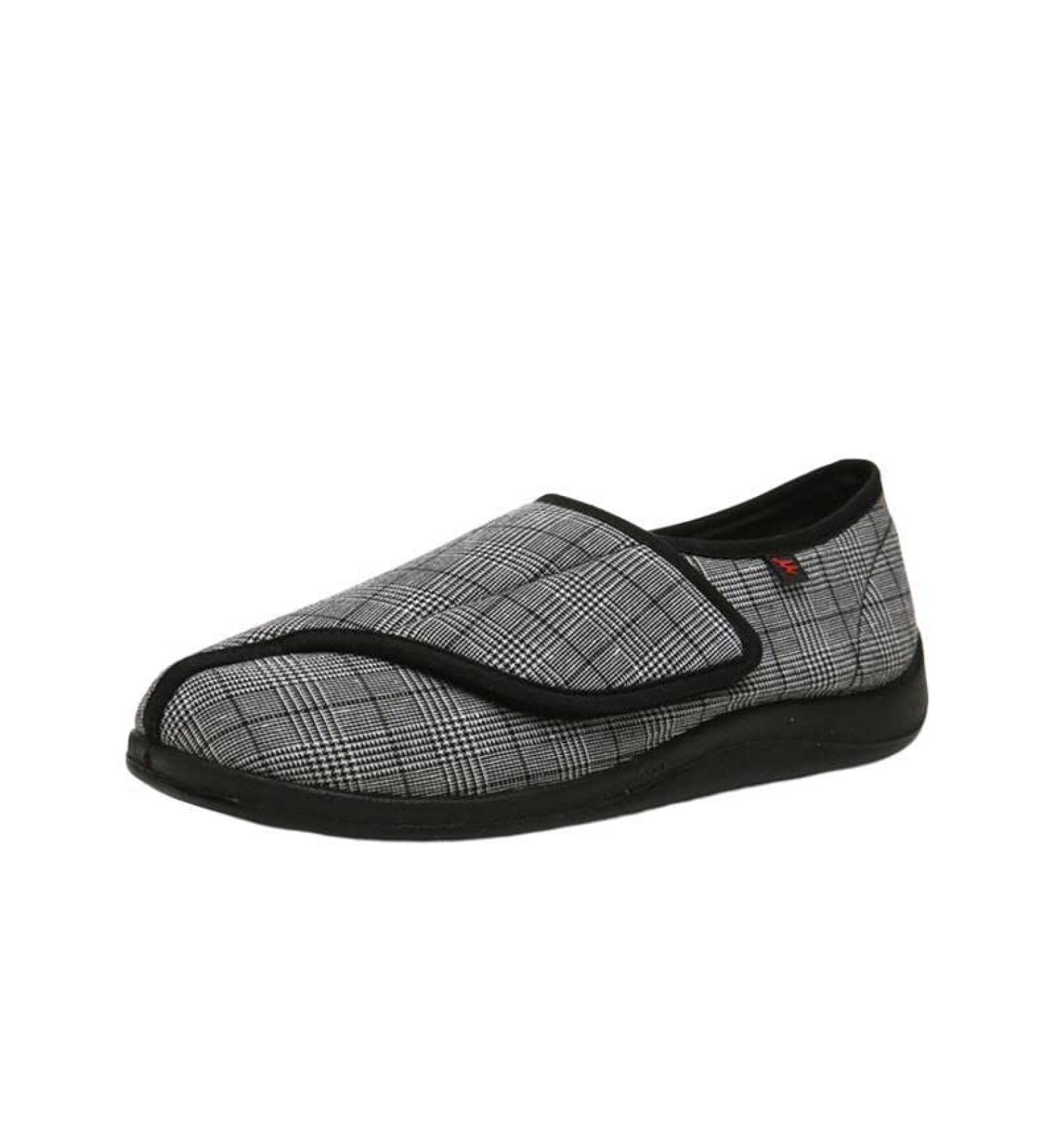 Men's Lightweight Non-Slip Diabetic Slippers - Adjustable Arch Support - Grey - Size 6.5 - Buy Online on GoSupps.com