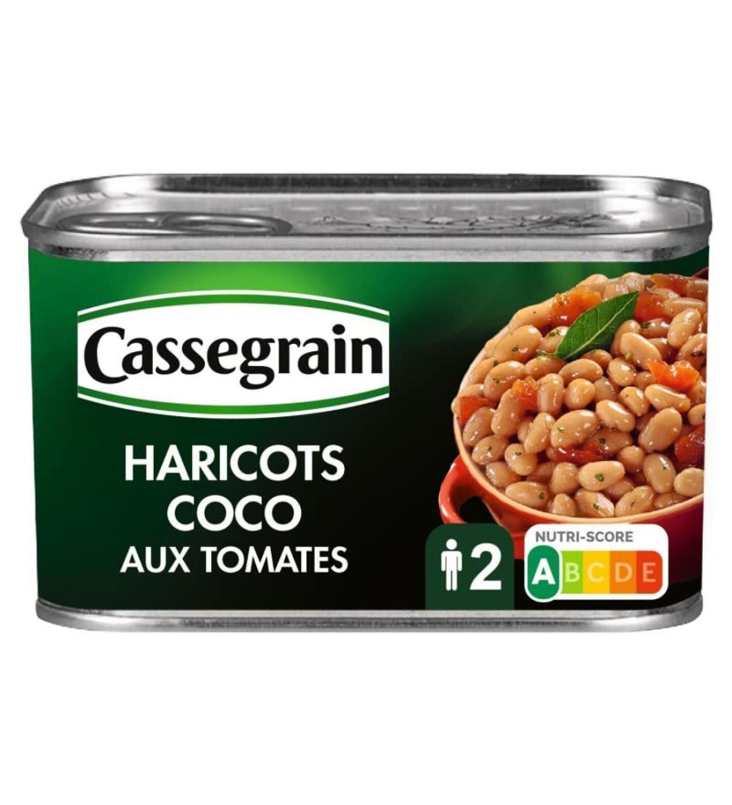 CASSEGRAIN - Cooked Coco Beans with Tomatoes 1/2 435G - Pack of 4 - Special Offer