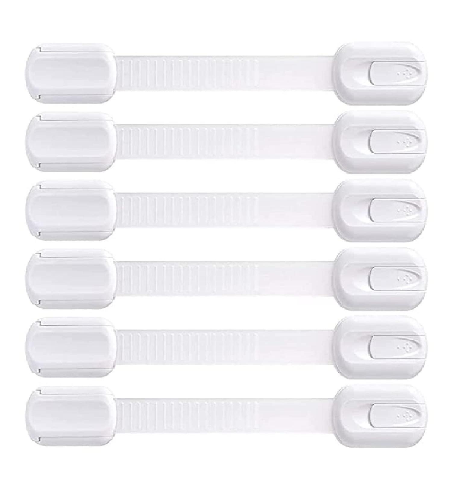 Baby Safety Strap Locks (6 Pack) - Child Proof Cabinet Doors, Drawers, Fridge, Toilet, Dishwasher - No Drilling, 3M Adhesive - Buy Online on GoSupps.com