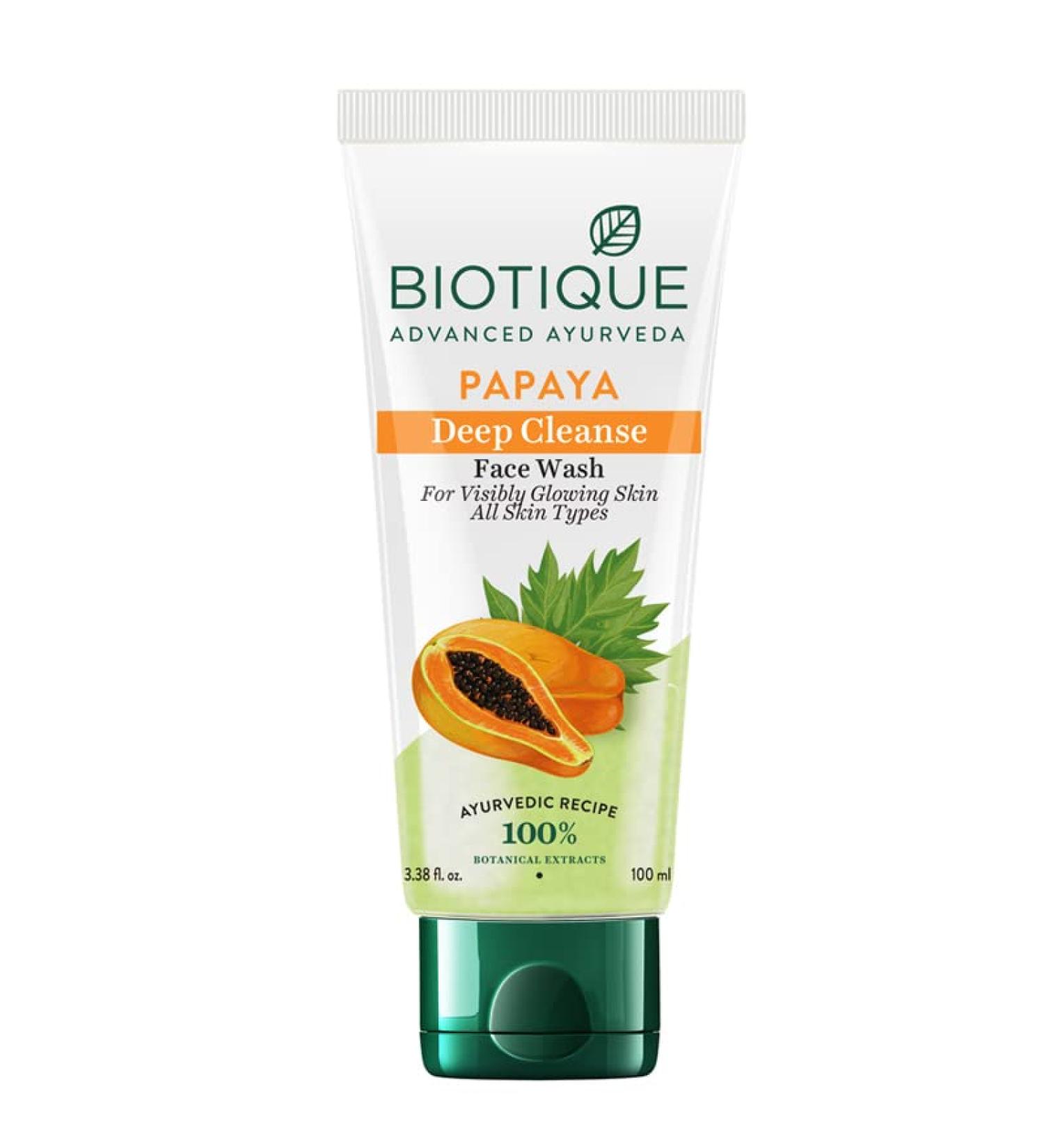 Biotique Bio Papaya Face Wash 100ml | Visibly Flawless Skin | All Skin Types | Dissolves Dead Surface Cells - Buy Online on GoSupps.com