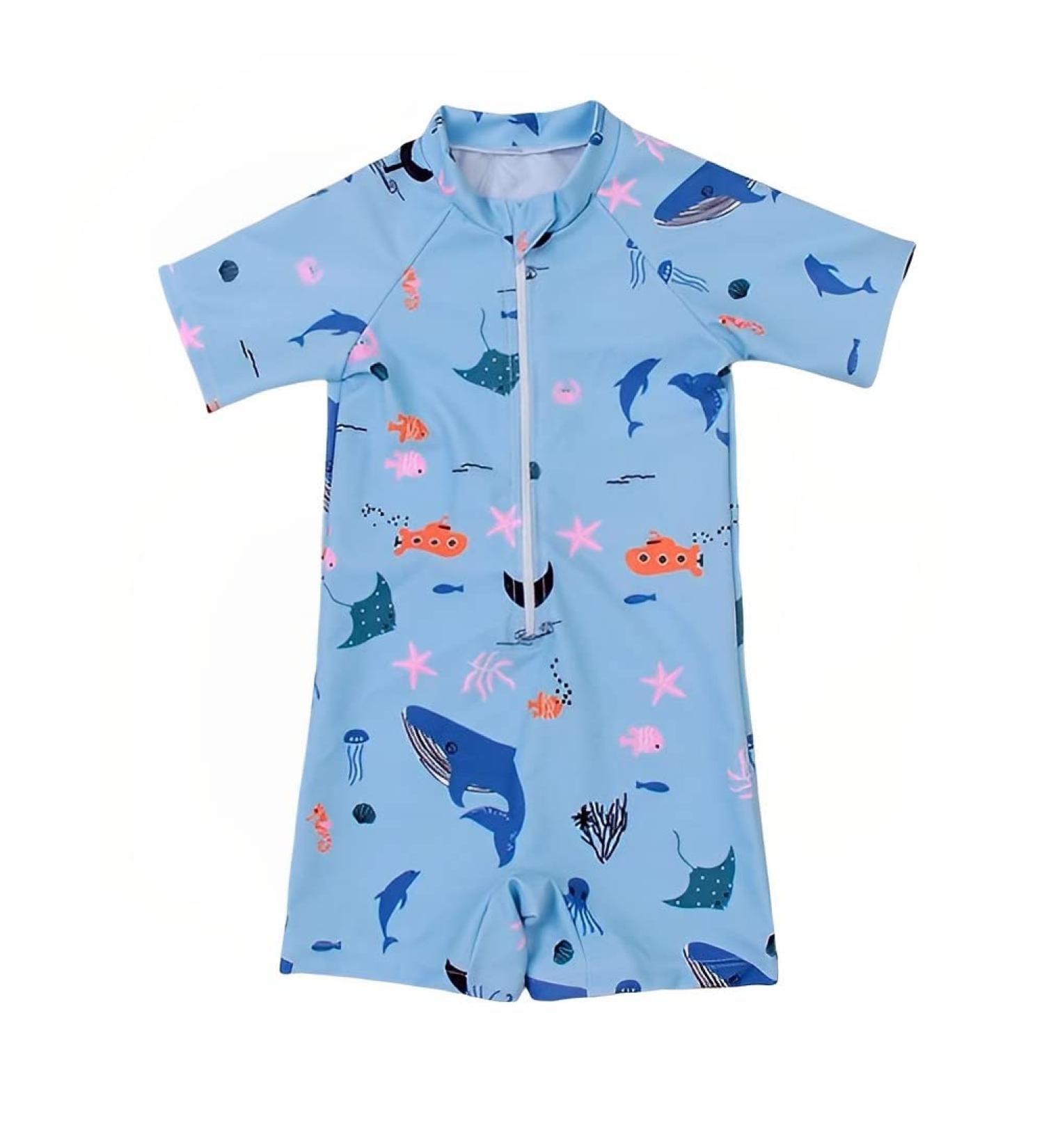 PythJooh Baby Boy Shark Print Rash Guard Swimsuit | Zipper One Piece Beach Swimwear | 12-18 Months - Buy Online on GoSupps.com