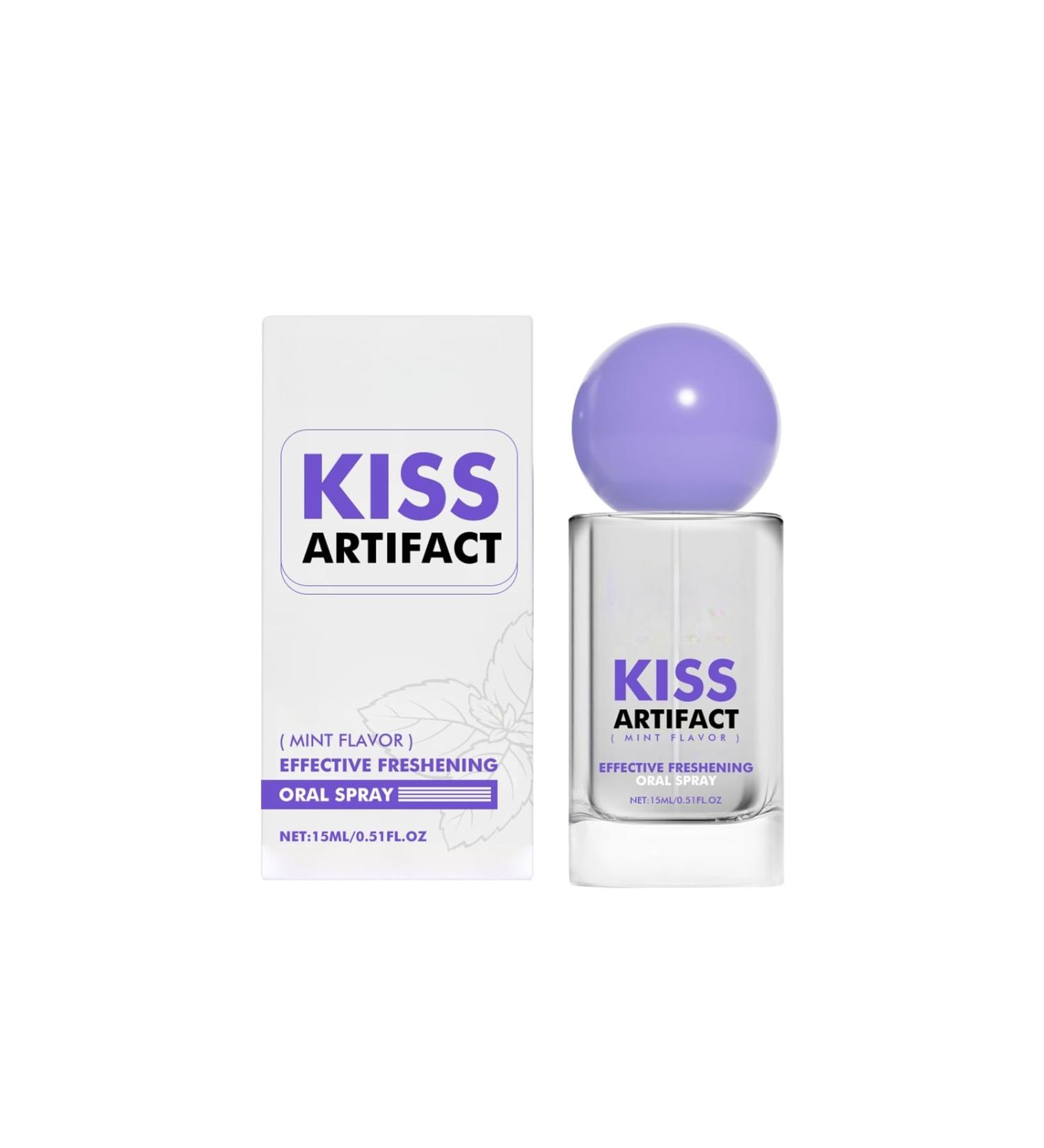 Kiss Artifact Mint Flavored Oral Freshening Spray with Vitamin B1 Gluconolactone 15ml/0.51 Fl Oz Daily Use Gentle Formula - Buy Online on GoSupps.com