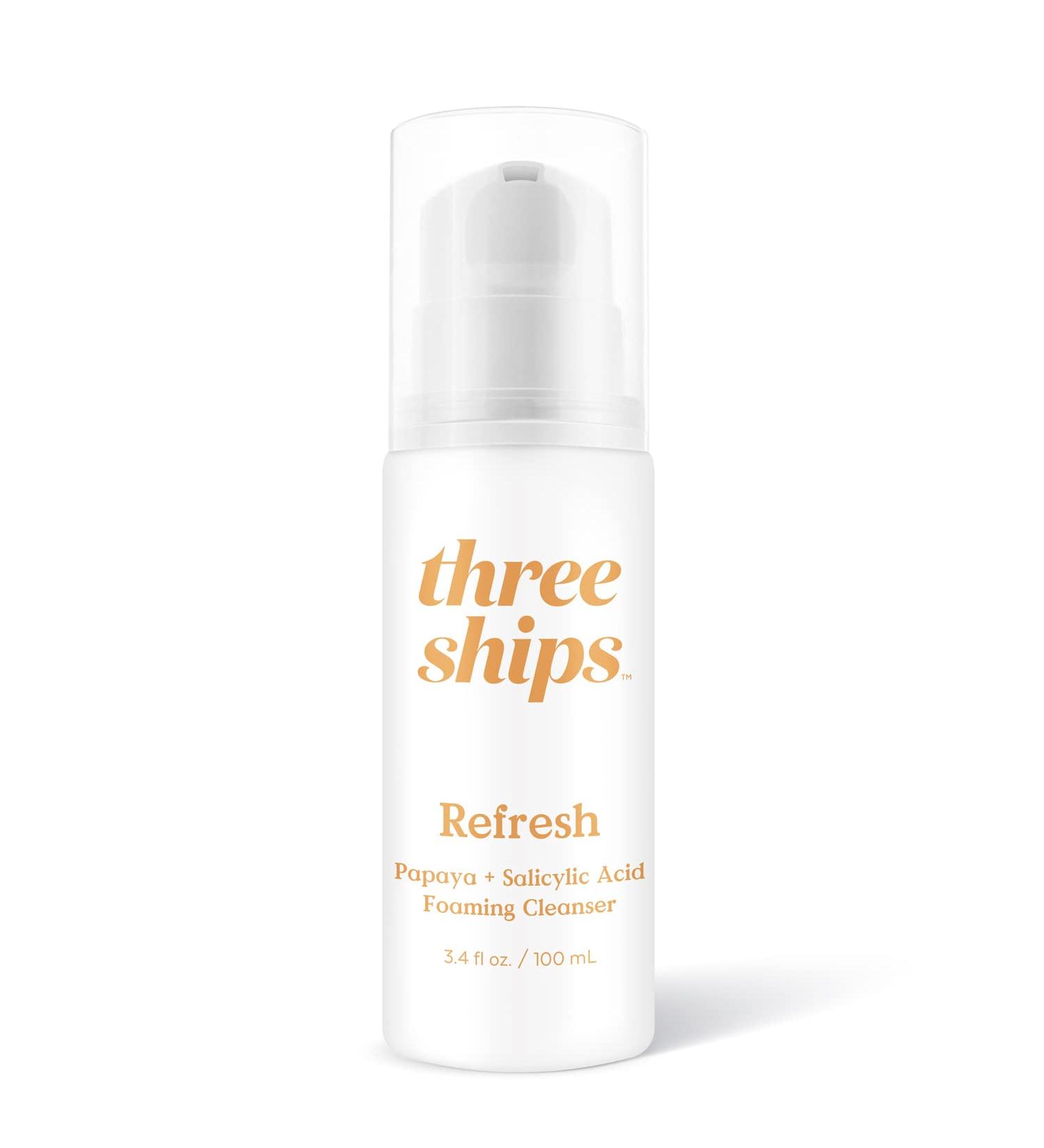 Three Ships Refresh Papaya & Salicylic Acid Cleanser - Vegan Brightening Facial Cleanser - 100mL - Buy Online on GoSupps.com